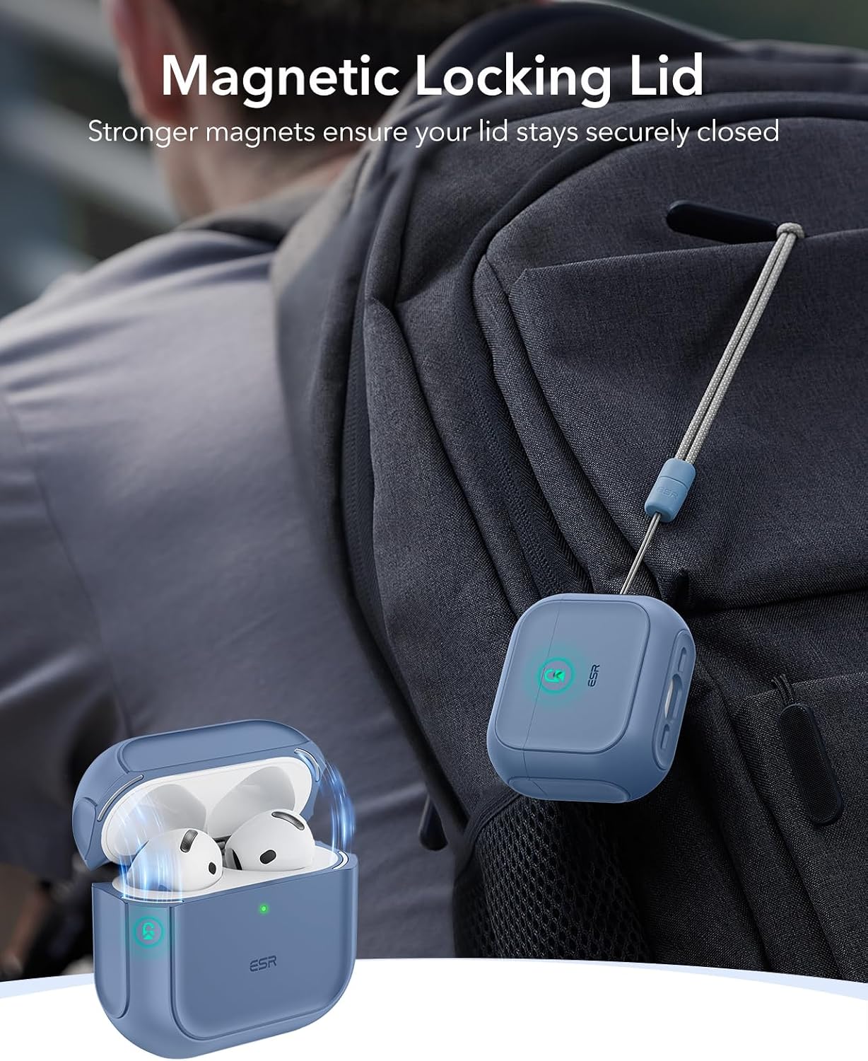 ESR Dark Cases Blue Protective Case for Apple AirPods Pro 3 - Durable DEMO