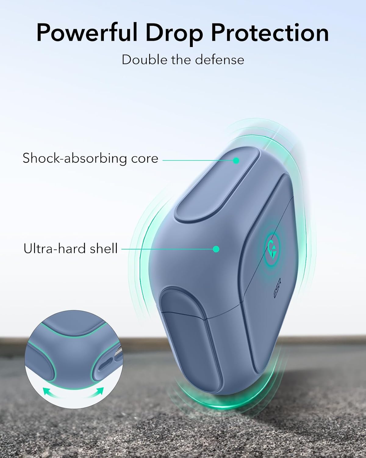 ESR Dark Cases Blue Protective Case for Apple AirPods Pro 3 - Durable DEMO