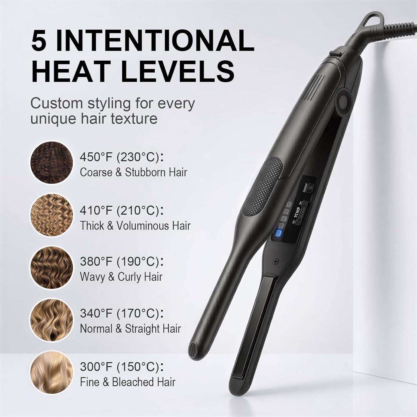 Flat Iron Hair Straightener for Short Pixie Cut Hairstyles Black 0.3 Inches DEMO
