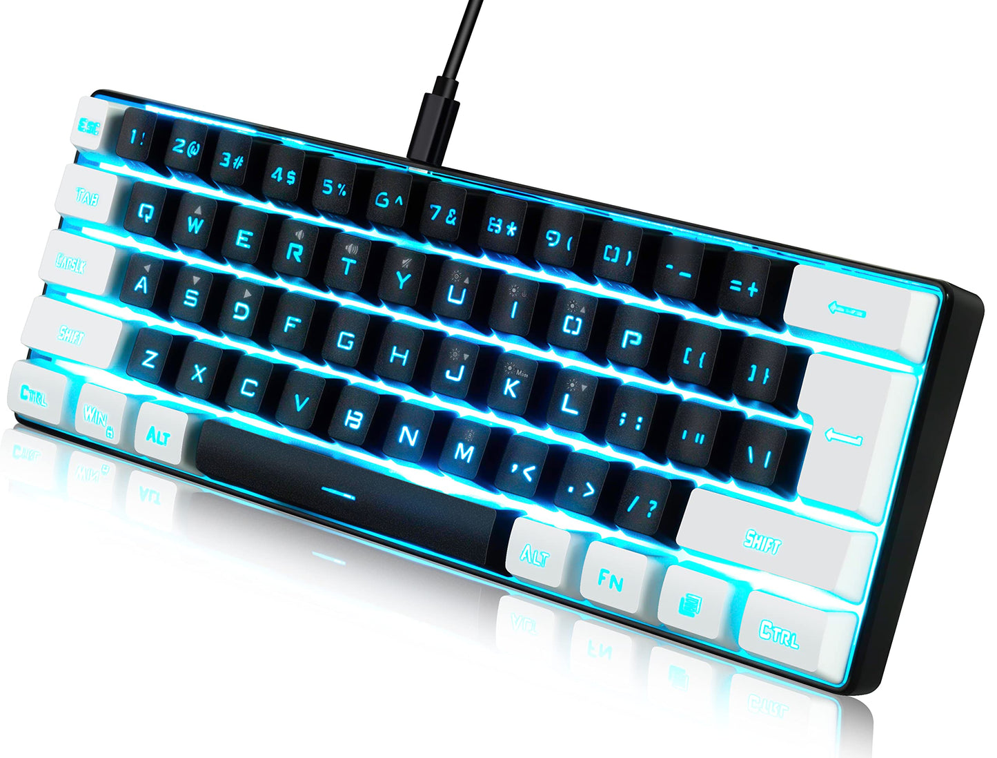 abucow Minimalist Keyboards Wired Ultra-Compact Mini Keyboard Black & White NEW