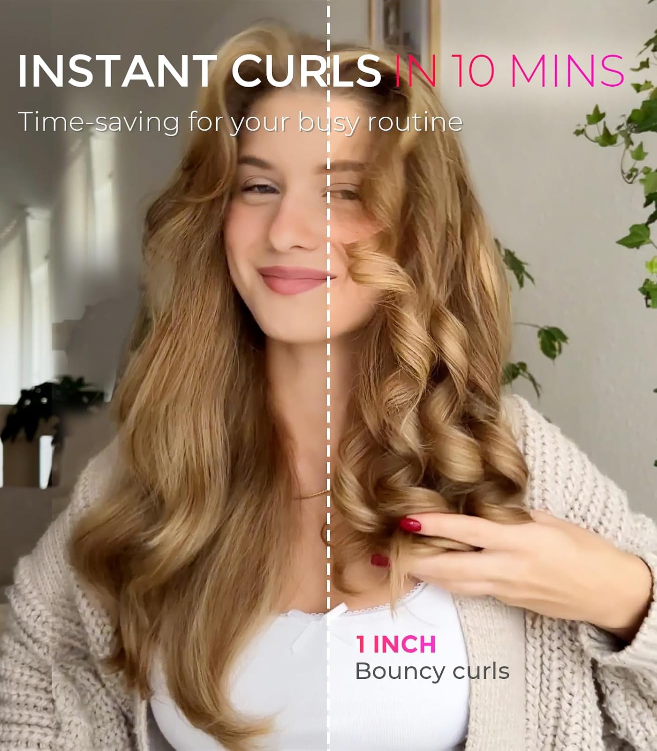 TYMO 25mm Automatic Ceramic Curling Iron for Beach Waves & Loose Curls Size NEW