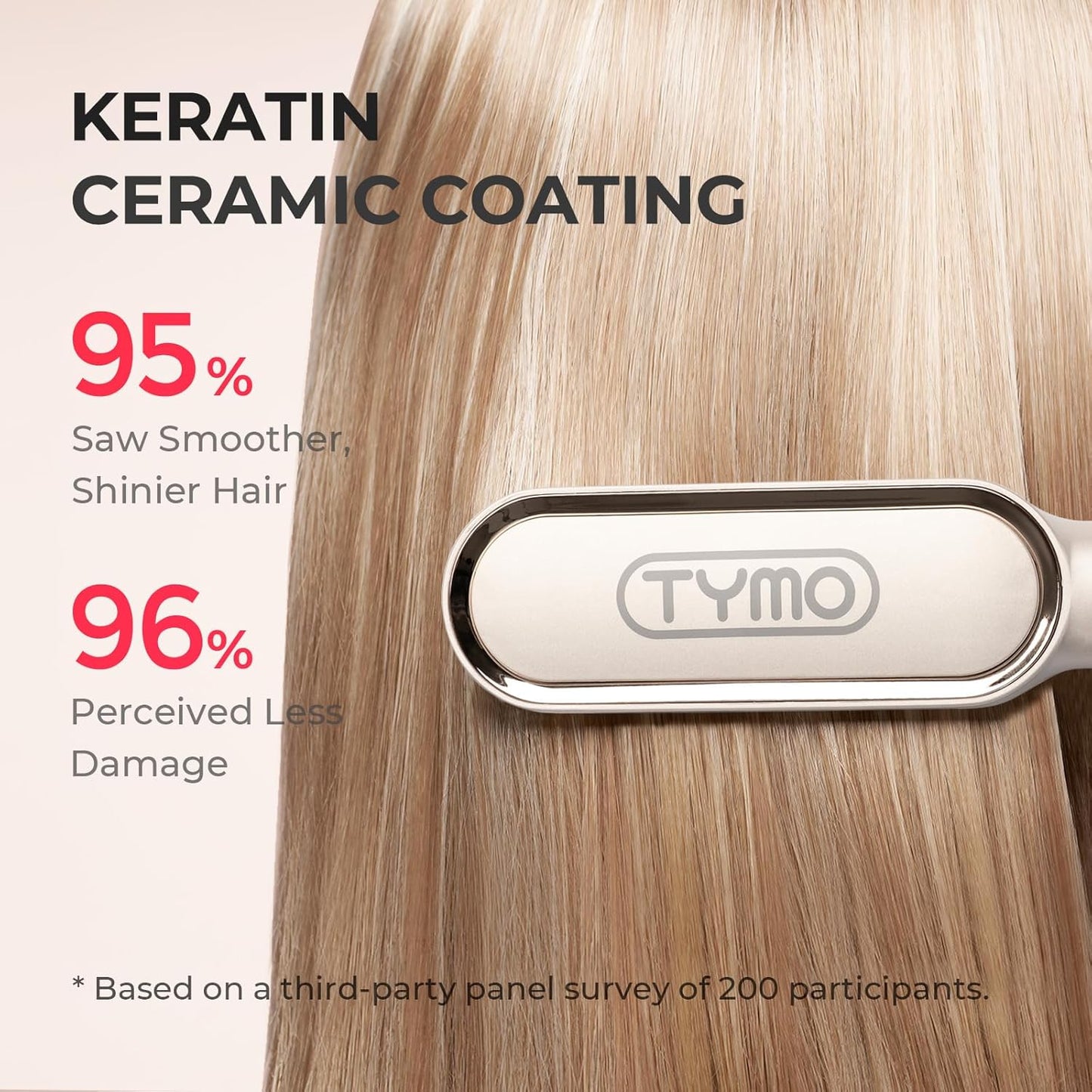TYMO Hair Straightener Brush with Built-in Comb Fast Heating Gold One Size DEMO
