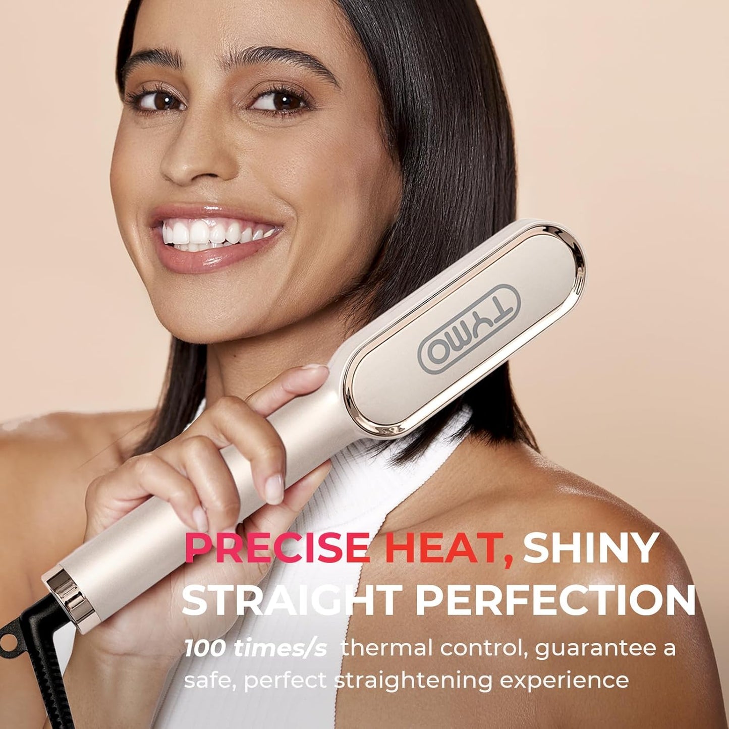 TYMO Hair Straightener Brush with Built-in Comb Fast Heating Gold One Size DEMO