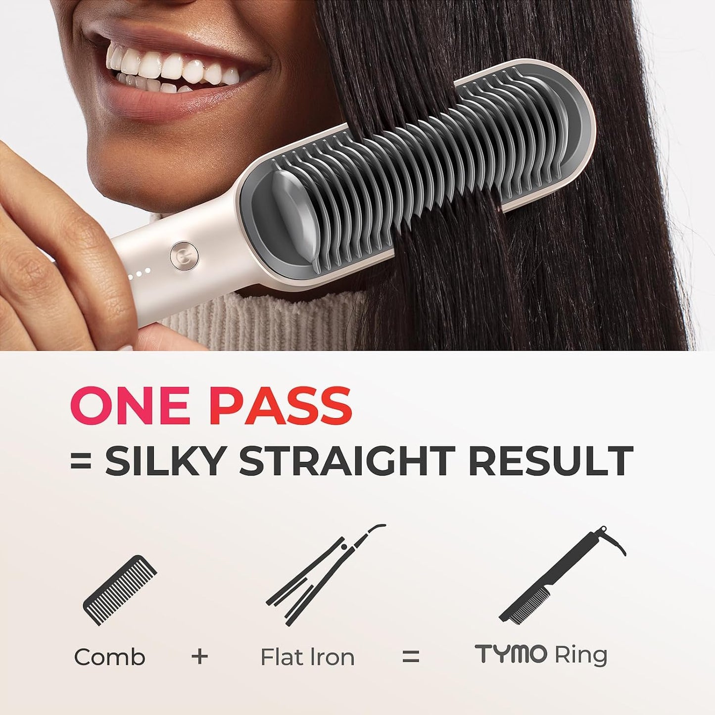 TYMO Hair Straightener Brush with Built-in Comb Fast Heating Gold One Size DEMO