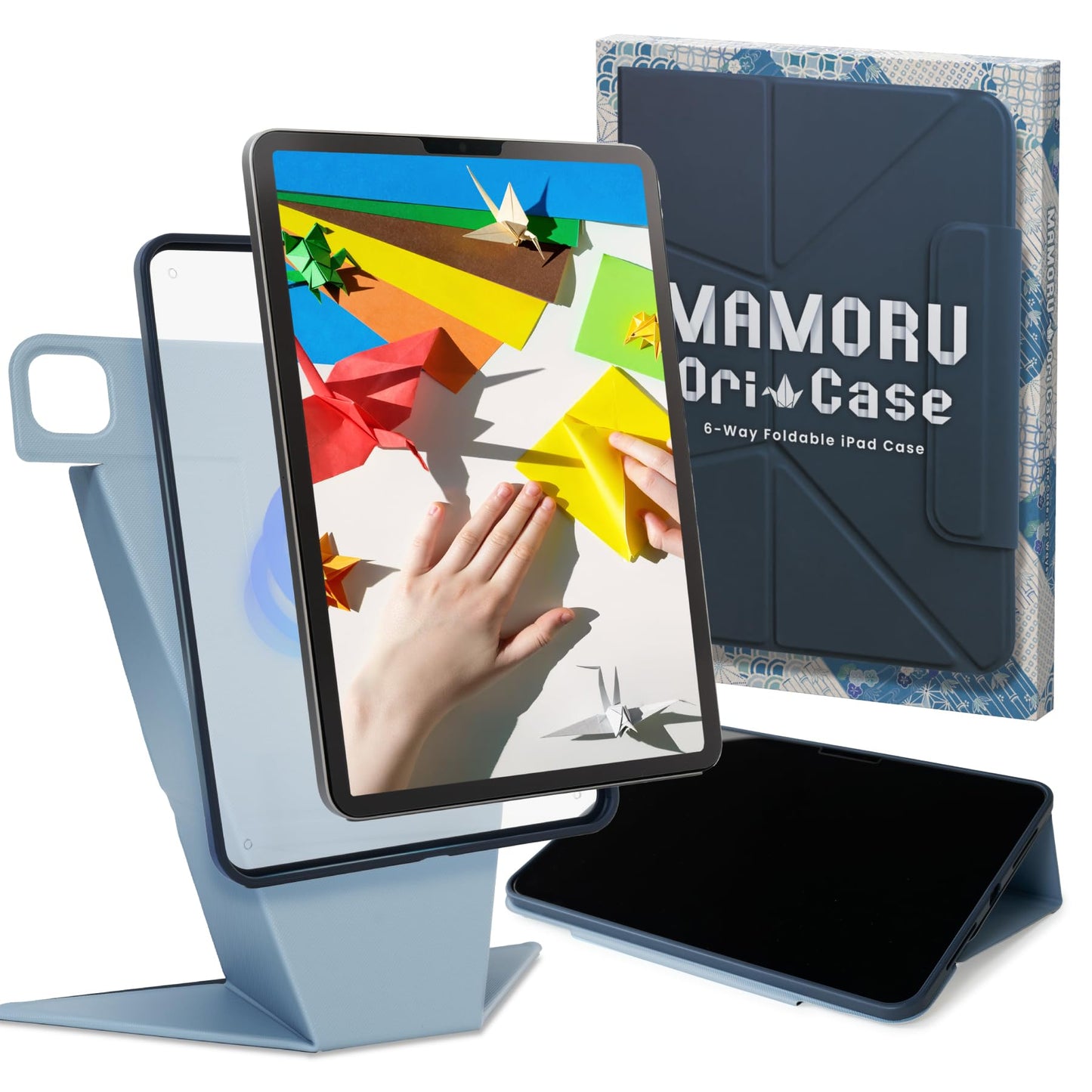 BELLEMOND Origami Cases Folio Stand Case for iPad Air 13" Navy and Pale NEW