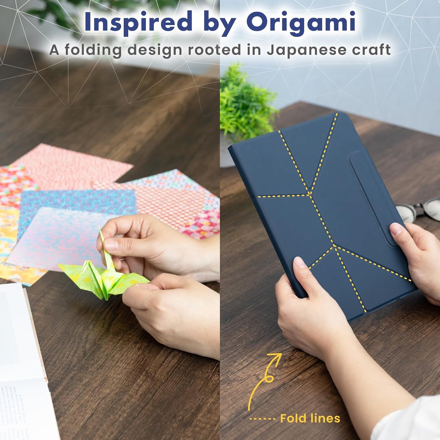 BELLEMOND Origami Cases Folio Stand Case for iPad Air 13" Navy and Pale NEW