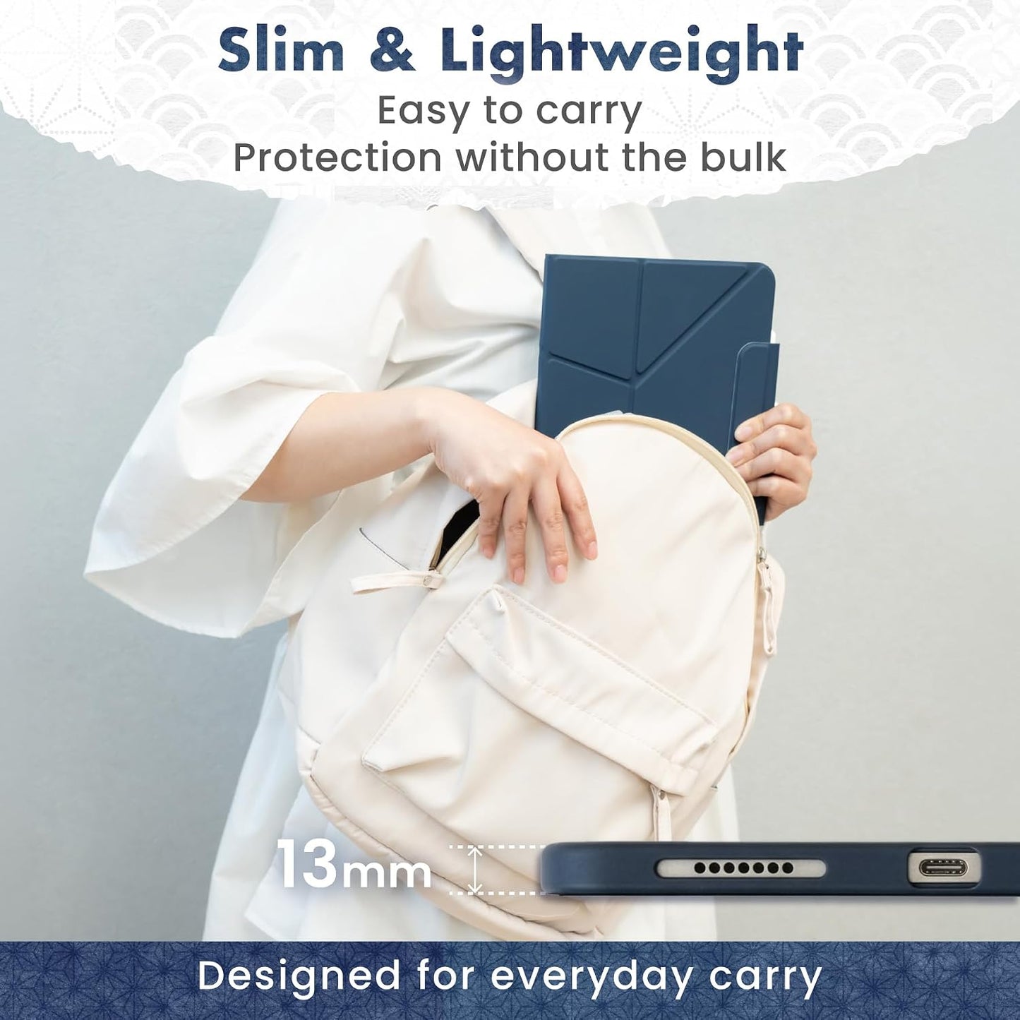 BELLEMOND Origami Cases Folio Stand Case for iPad Air 13" Navy and Pale NEW