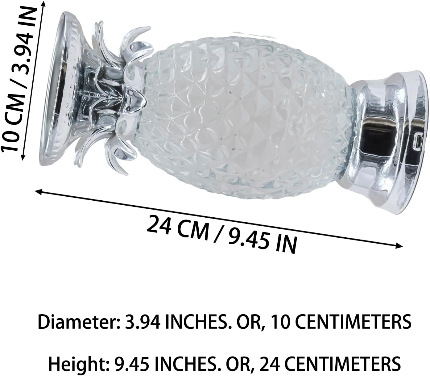 Color Changing LED Table Lamps Pineapple Candle Holder Swirling Silver 2 NEW