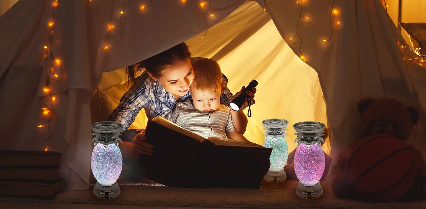 Color Changing LED Table Lamps Pineapple Candle Holder Swirling Silver 2 NEW
