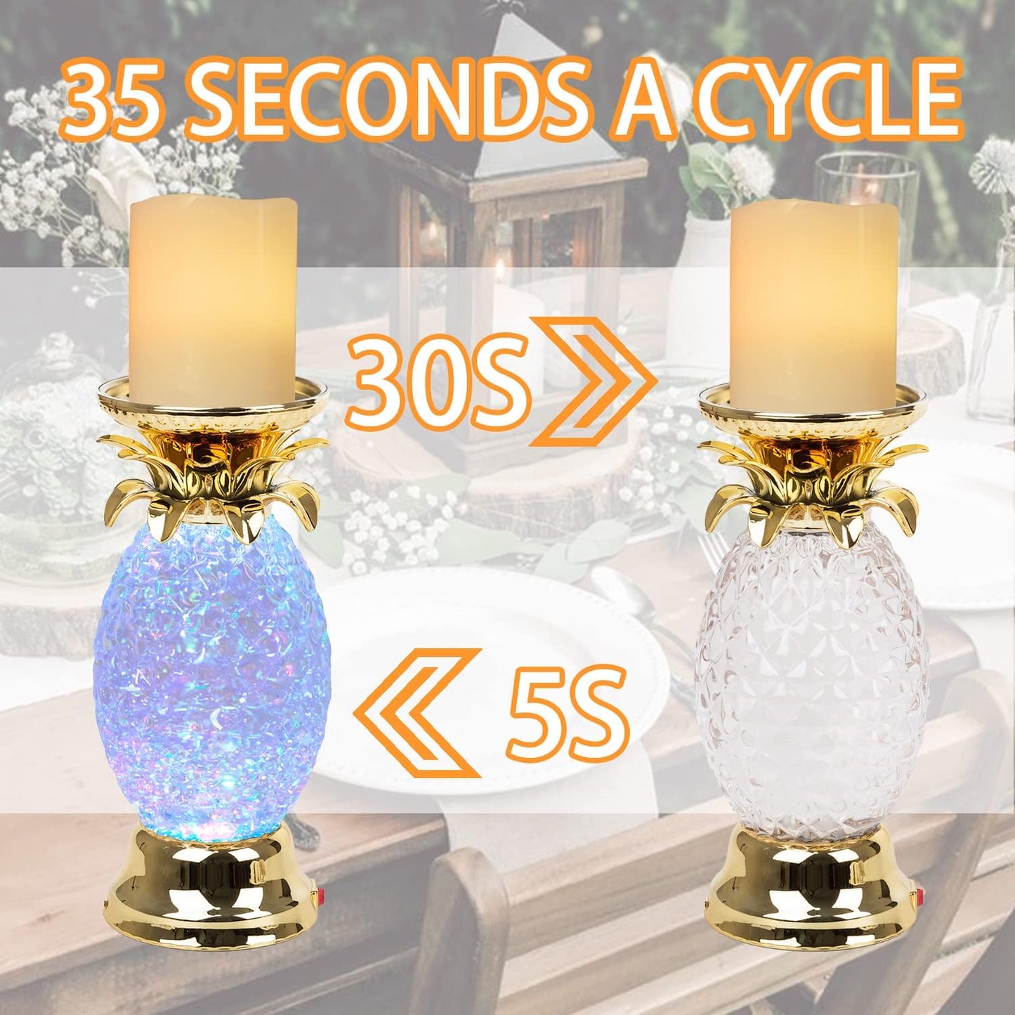9.5" LED Color Changing Pineapple Table Lamps Decorative Candle Holders NEW