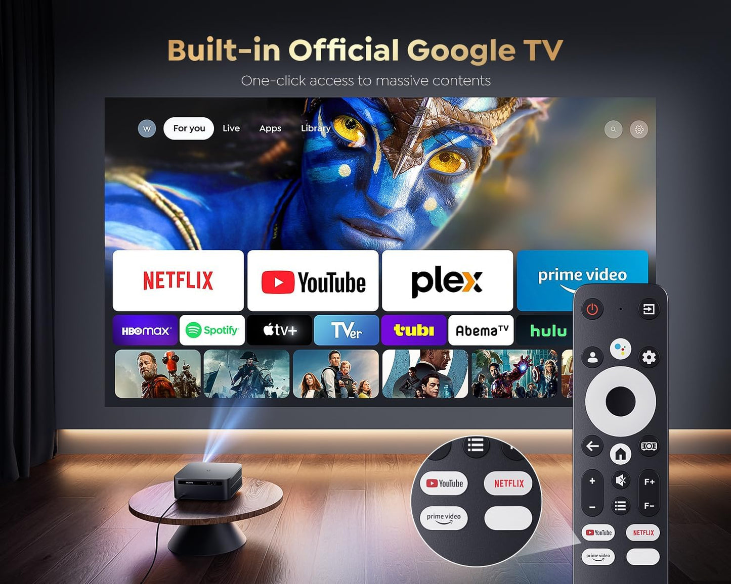 PUTRIMS 4K Projectors Smart Projector with Google TV, Auto Voice Control, Dark