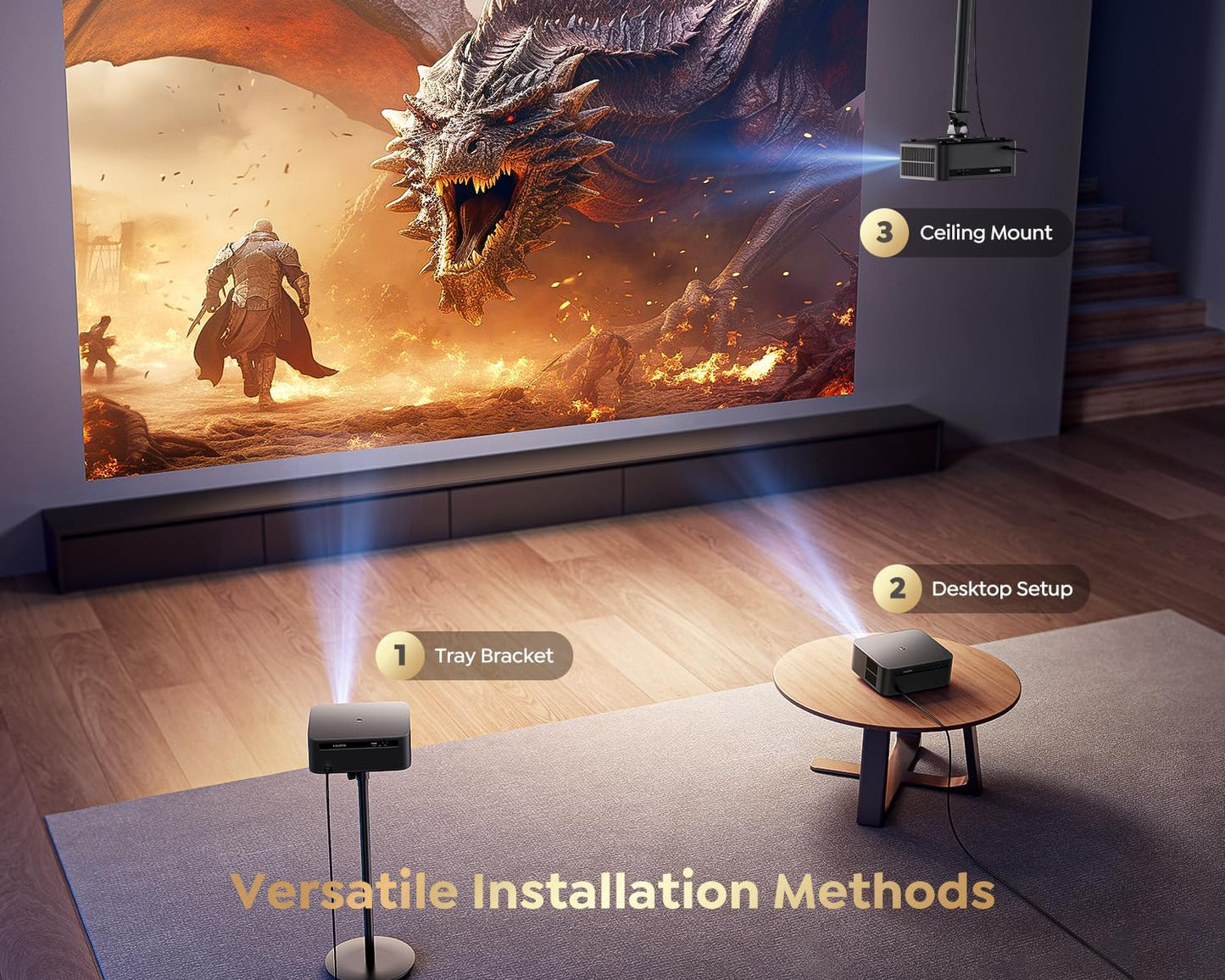 PUTRIMS 4K Projectors Smart Projector with Google TV, Auto Voice Control, Dark