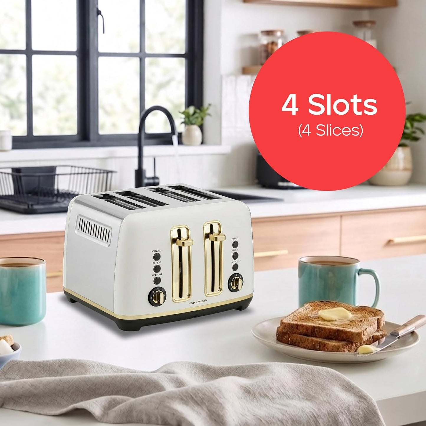 Morphy Richards Toasters Ascend 4-Slice White Toaster with Variable NEW