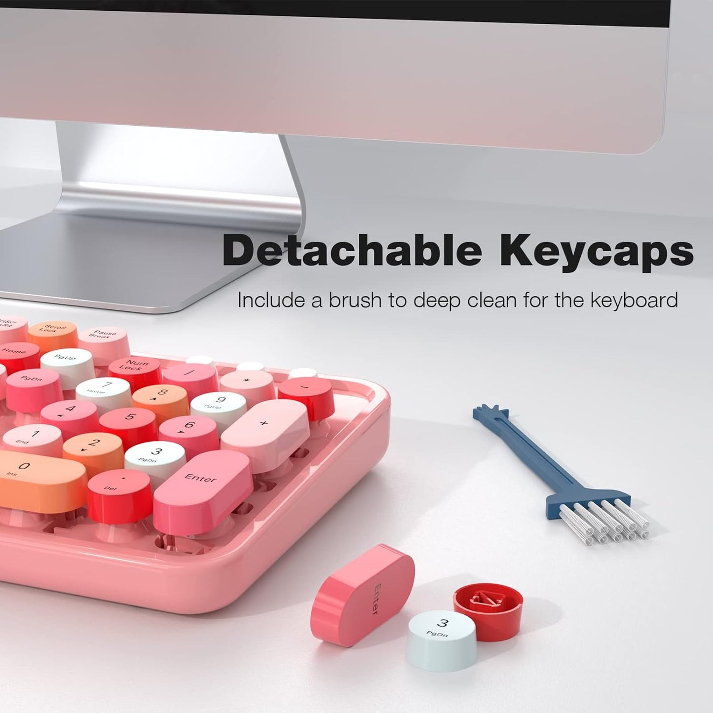 MOFII Retro Full Size Wireless Keyboard and Mouse Combo Set in Pink for DEMO