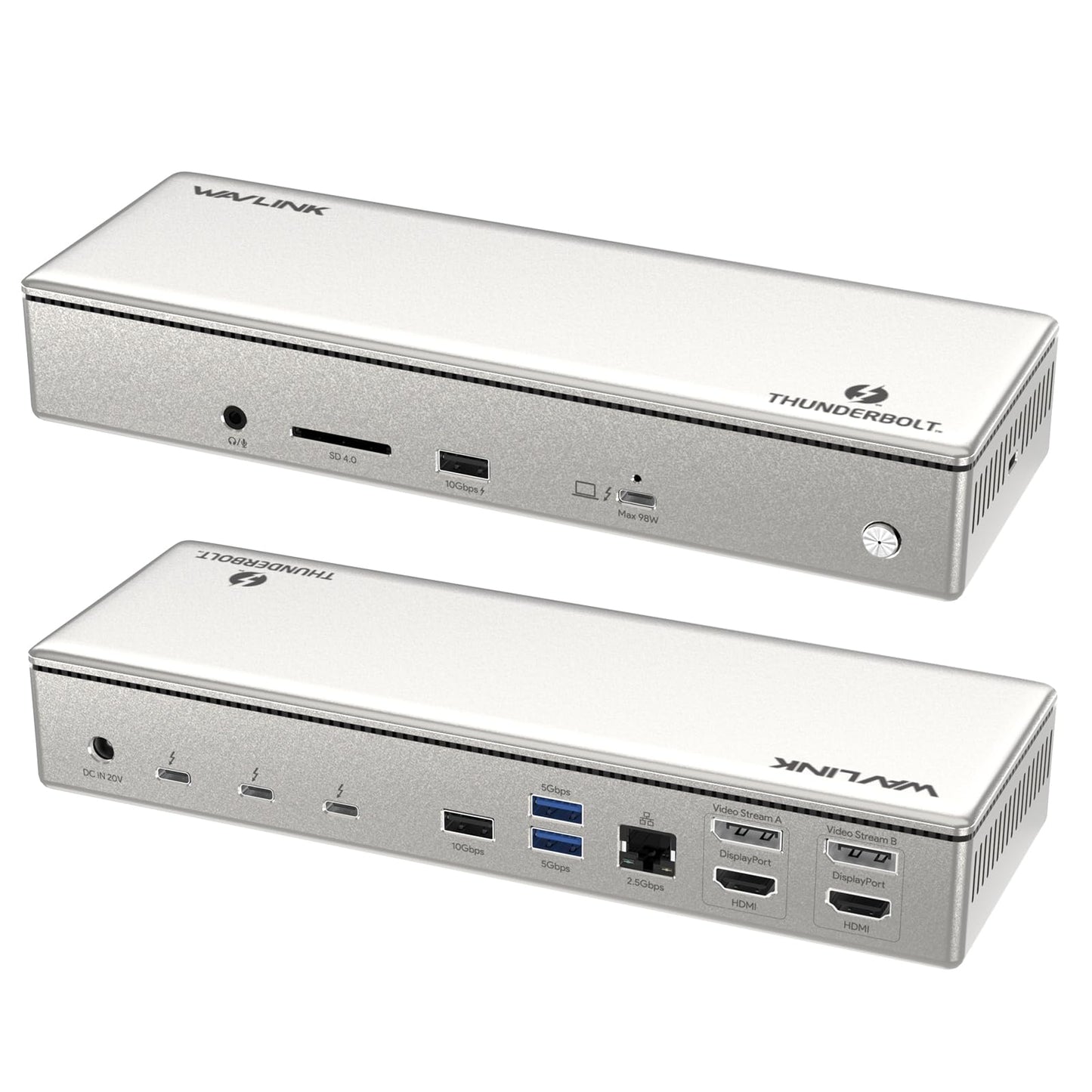 WAVLINK 15-in-1 Thunderbolt 4 Docking Station Quad Monitor 4K@60Hz Silver DEMO