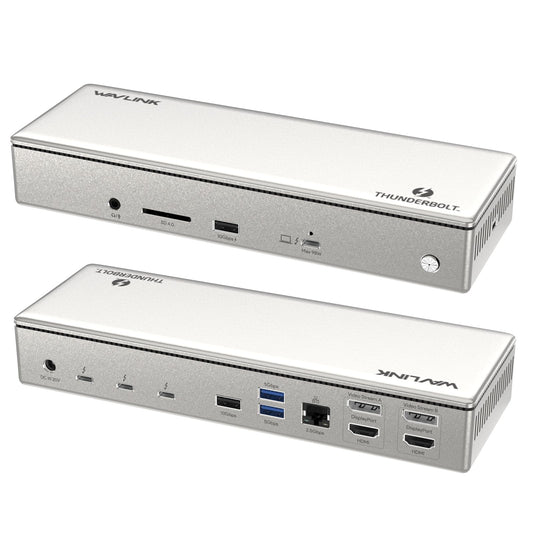 WAVLINK 15-in-1 Thunderbolt 4 Docking Station Quad Monitor 4K@60Hz Silver DEMO