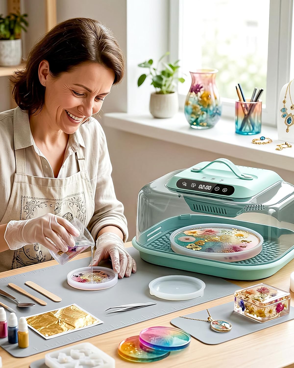 Resiners 2-in-1 Resin Curing Machine G3 with UV Light Auto Cure, Teal Color DEMO