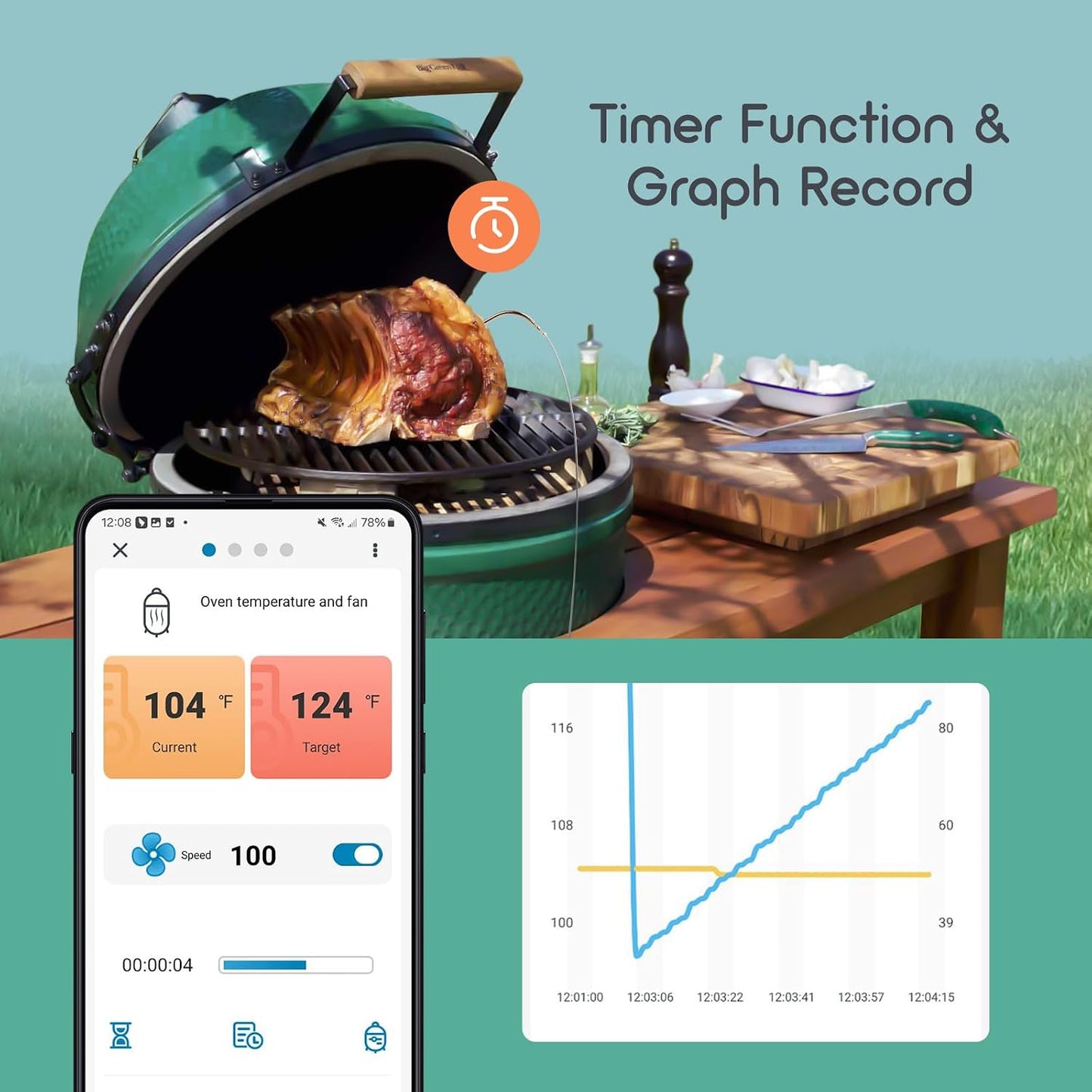Inkbird Wi-Fi Bluetooth BBQ Temperature Controller Barbecue Utensils Black DEMO