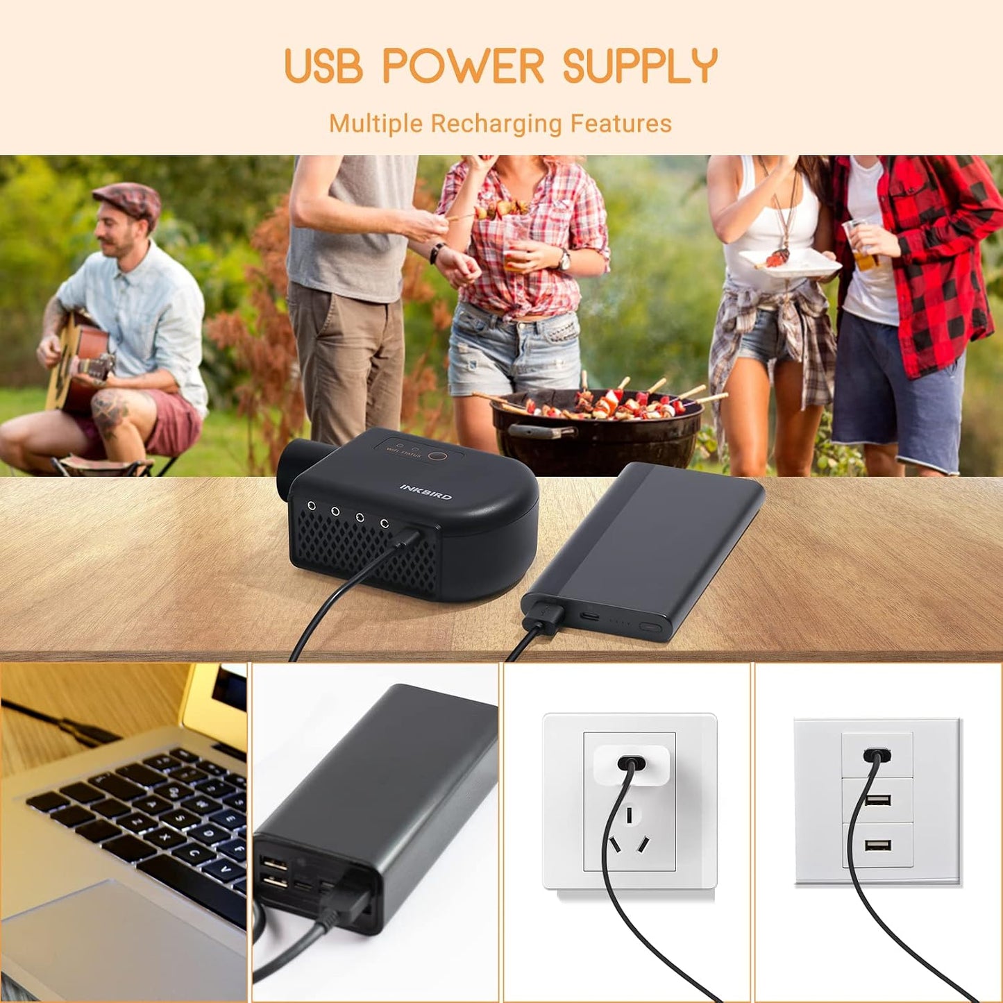 Inkbird Wi-Fi Bluetooth BBQ Temperature Controller Barbecue Utensils Black DEMO