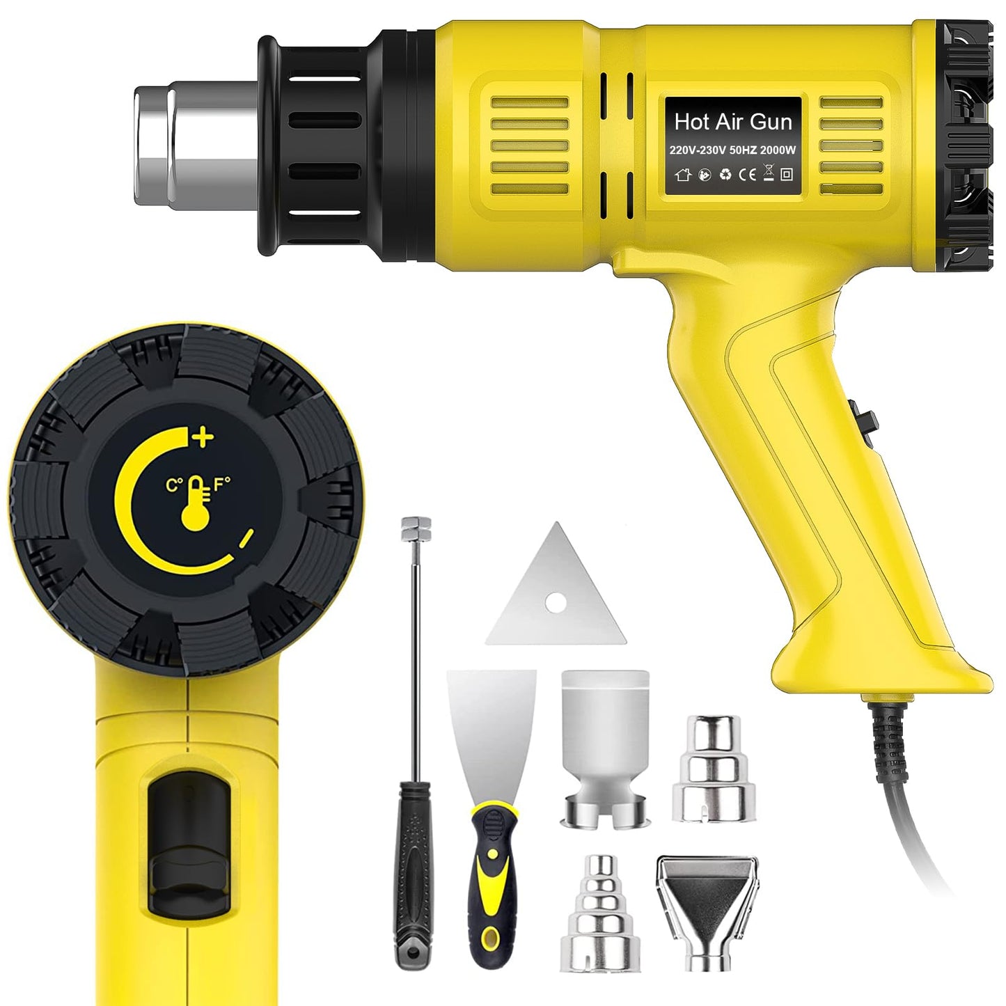 2000W Heavy Duty Hot Air Gun with Fast Heating Range of 142°F-1112°F in DEMO