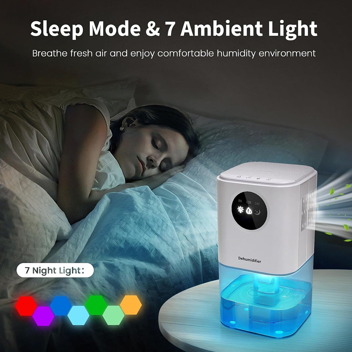Quiet 1700ml Dehumidifiers Portable Dehumidifier for Home, Compact White DEMO