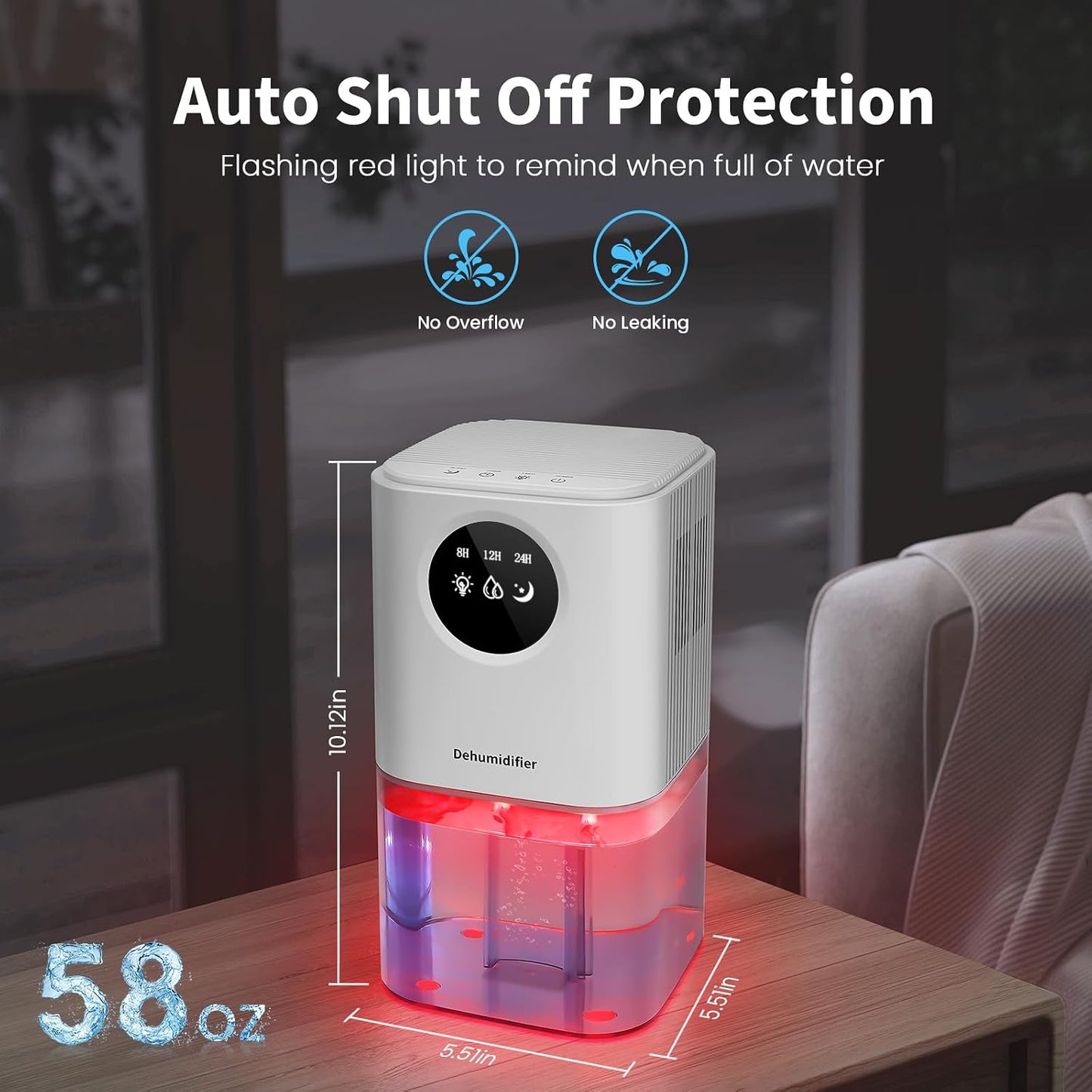 Quiet 1700ml Dehumidifiers Portable Dehumidifier for Home, Compact White DEMO