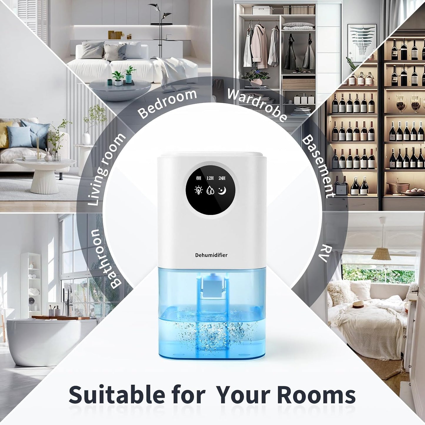 Quiet 1700ml Dehumidifiers Portable Dehumidifier for Home, Compact White DEMO