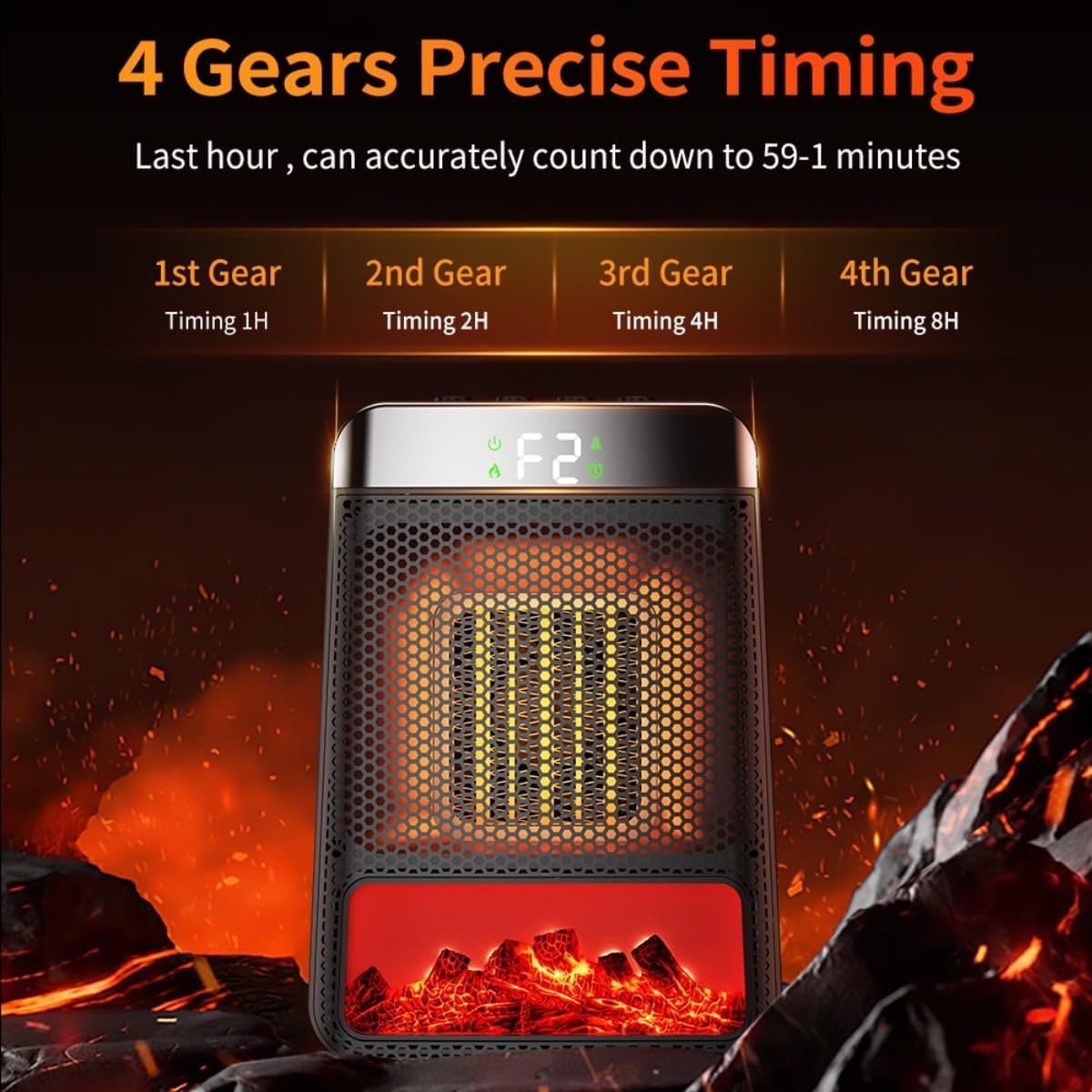 Portable Black Space Heater for Indoor Office Home Heating - Adjustable DEMO
