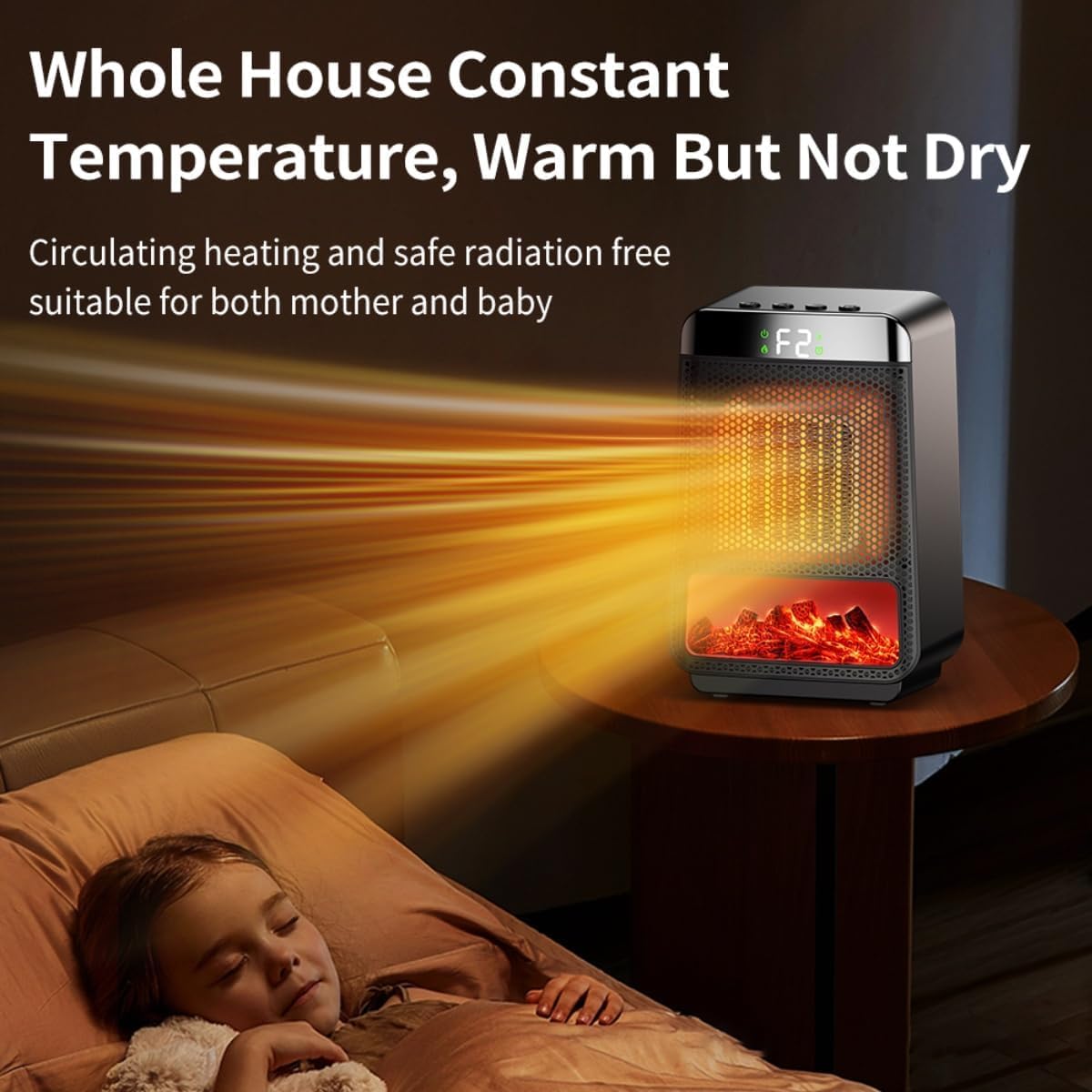 Portable Black Space Heater for Indoor Office Home Heating - Adjustable DEMO