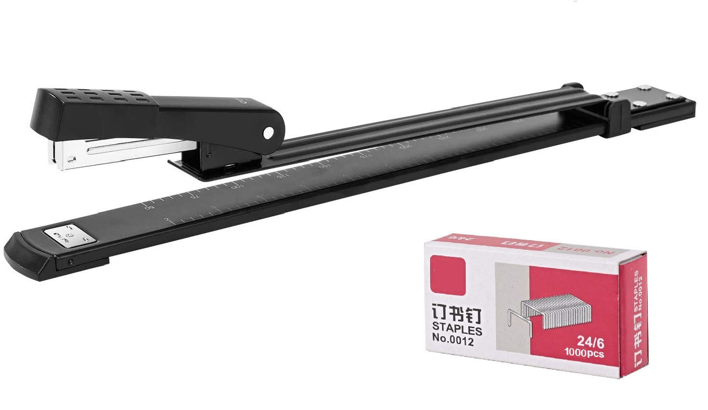 deli 25 Sheet Capacity Long Arm Stapler with 300mm Reach, Black Finish Size NEW