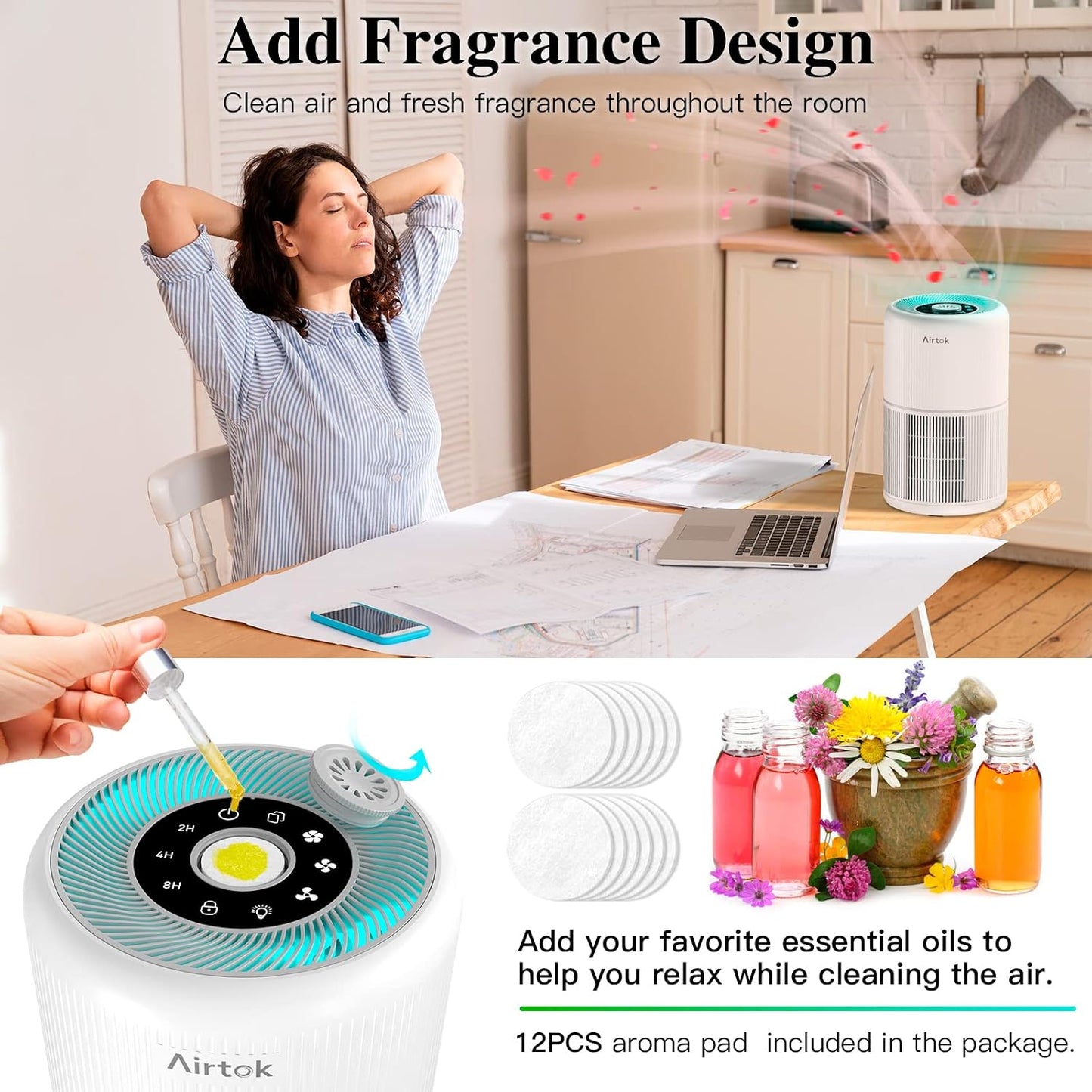 AIRTOK 4-in-1 Air Purifiers HEPA Air Purifier for Home Bedroom Quiet DEMO
