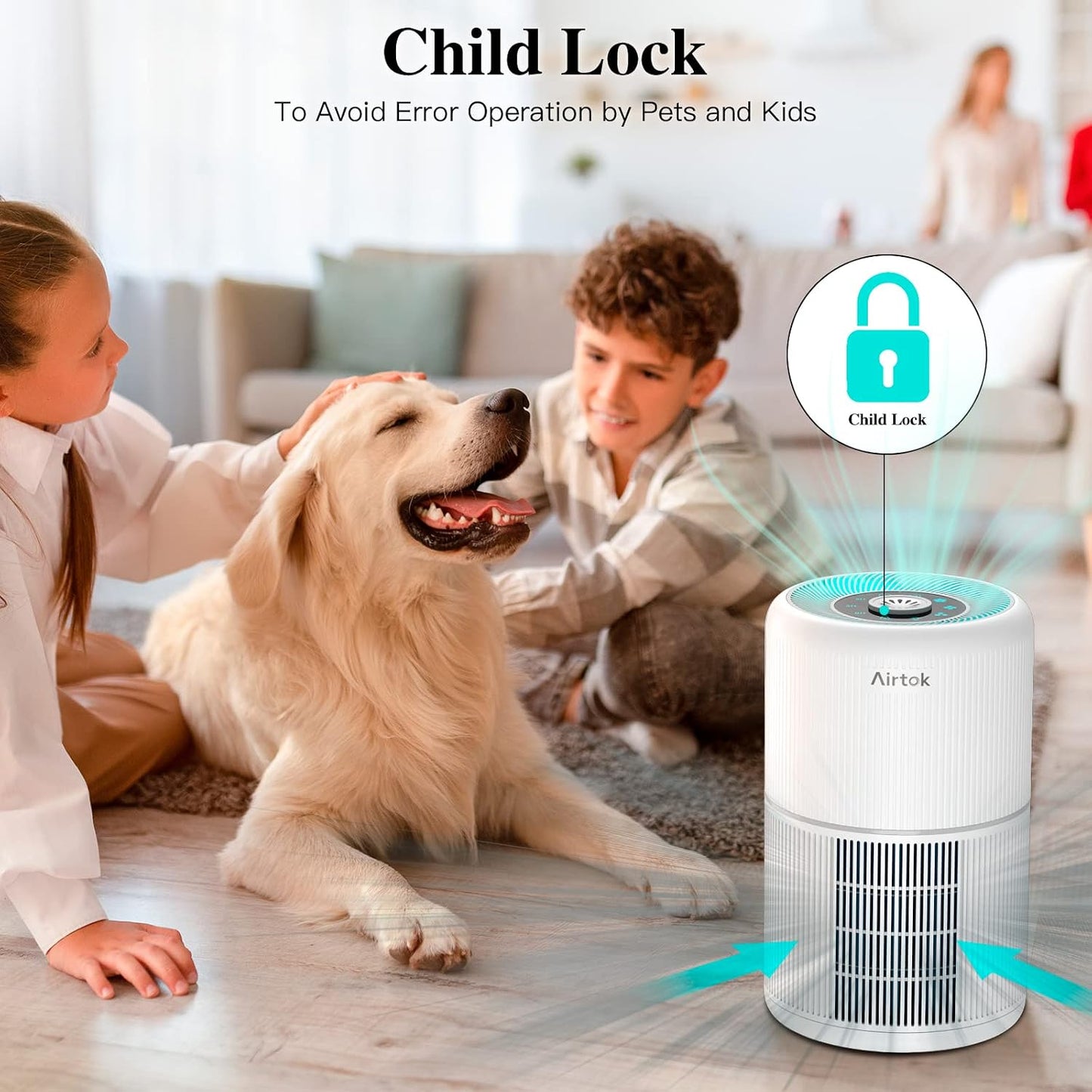 AIRTOK 4-in-1 Air Purifiers HEPA Air Purifier for Home Bedroom Quiet DEMO