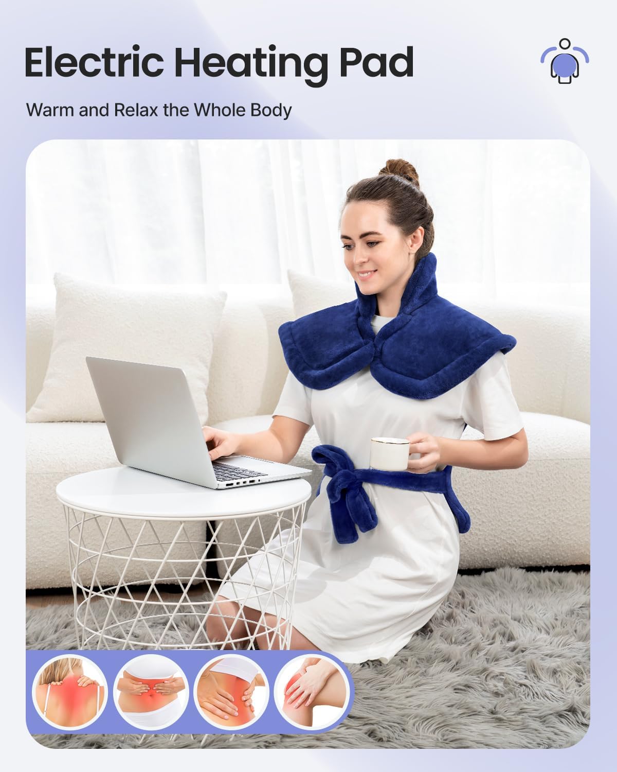 RENPHO Electric Heating Pad for Neck, Shoulders & Back Pain Relief, Dark DEMO