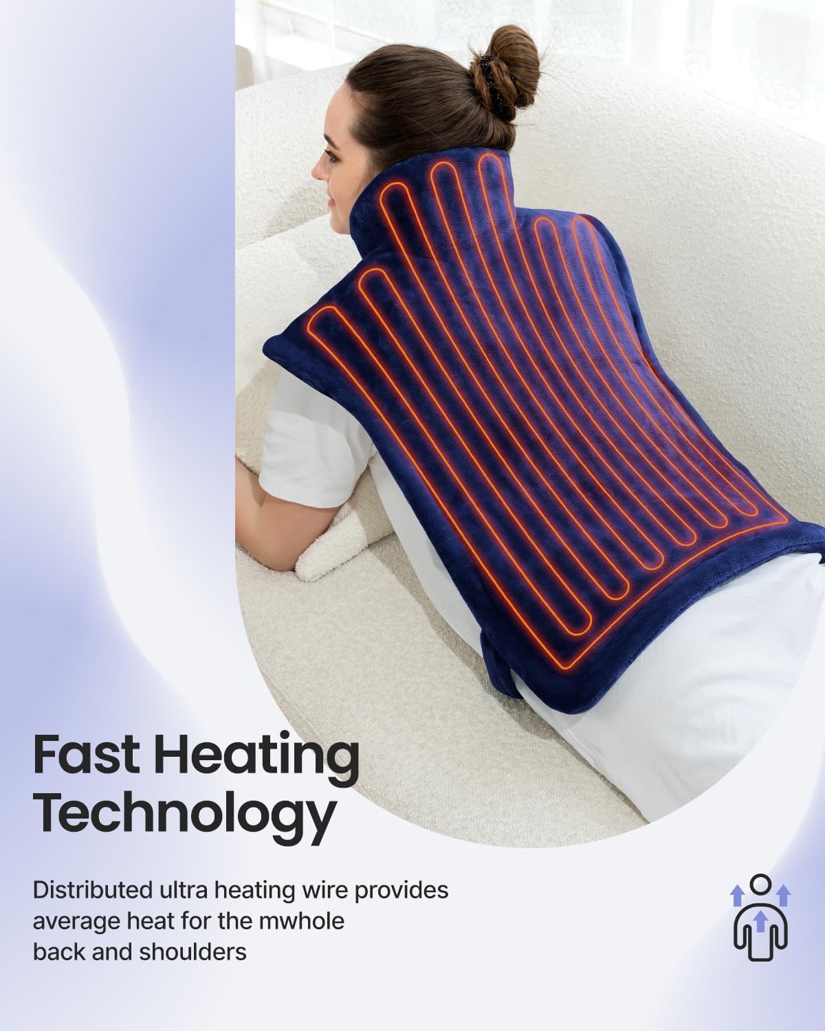 RENPHO Electric Heating Pad for Neck, Shoulders & Back Pain Relief, Dark DEMO