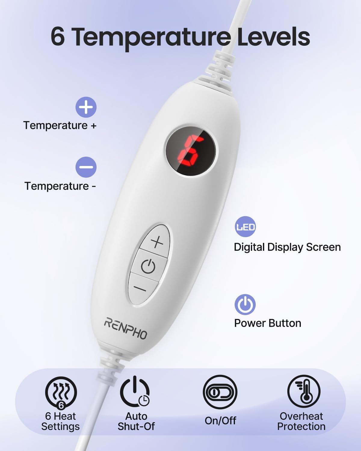 RENPHO Electric Heating Pad for Neck, Shoulders & Back Pain Relief, Dark DEMO