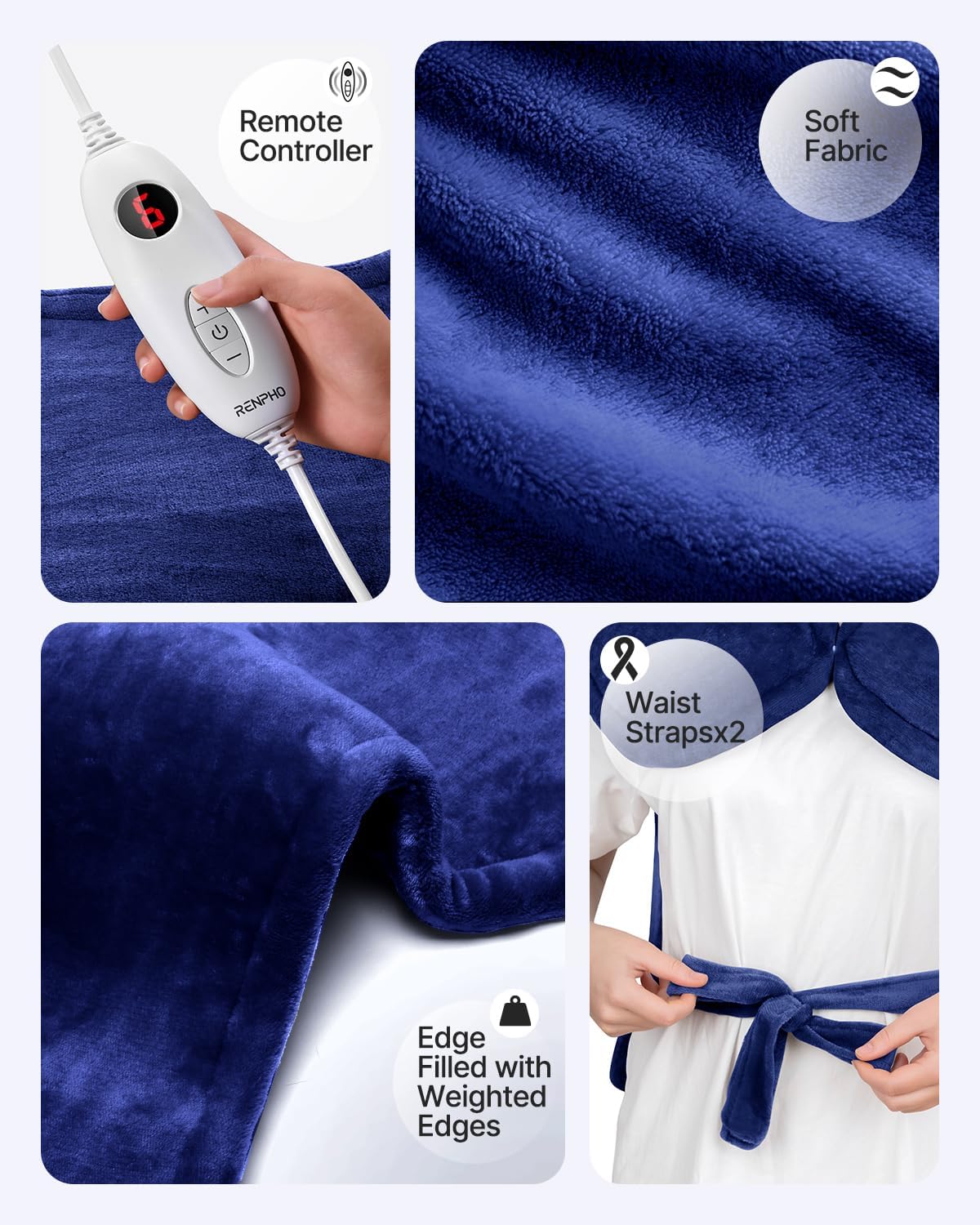 RENPHO Electric Heating Pad for Neck, Shoulders & Back Pain Relief, Dark DEMO