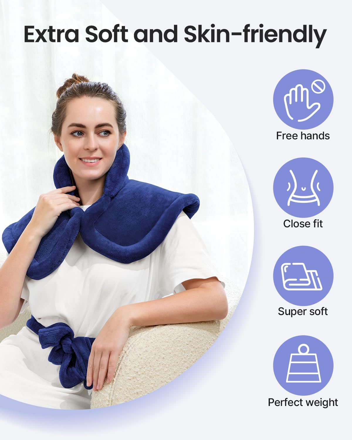 RENPHO Electric Heating Pad for Neck, Shoulders & Back Pain Relief, Dark DEMO