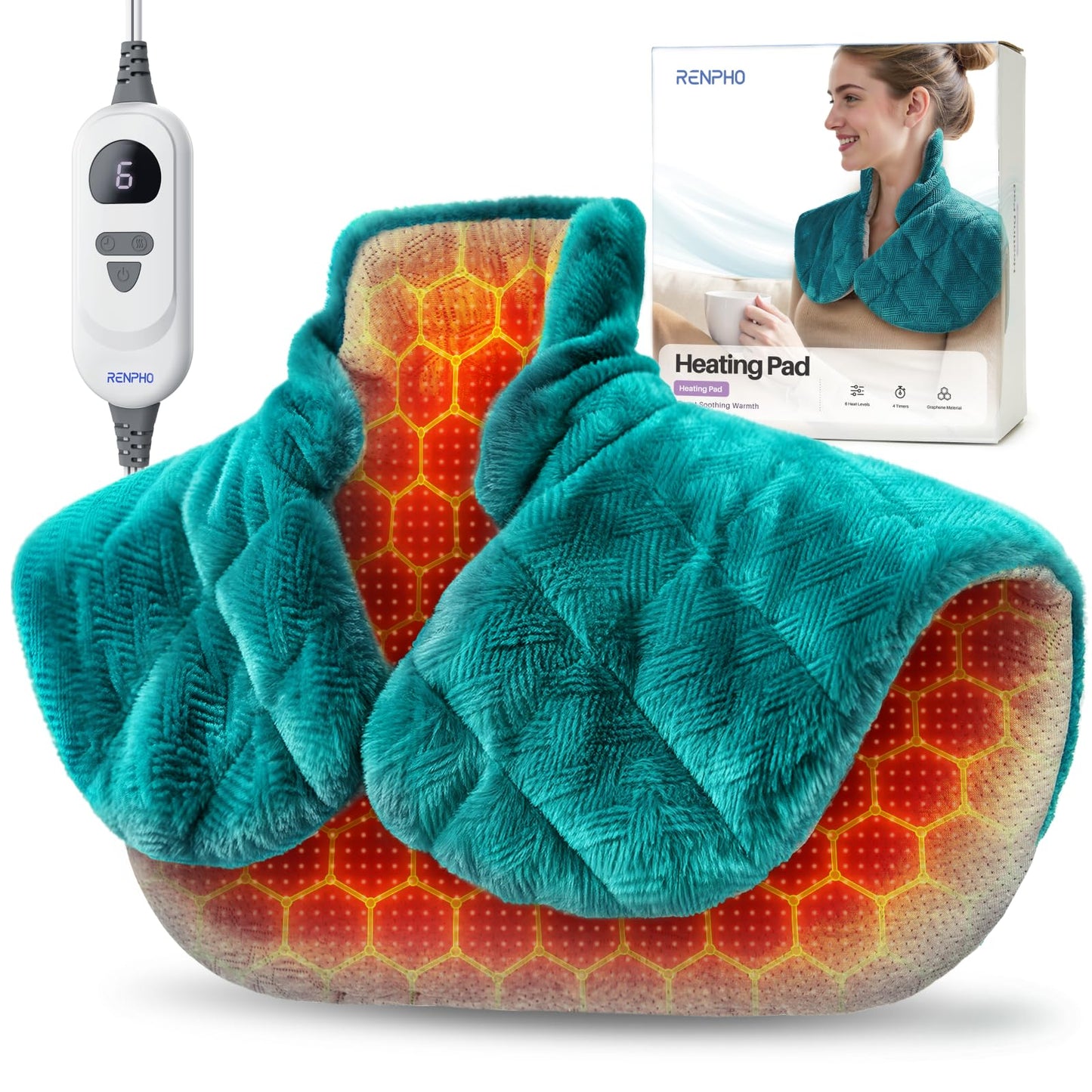 RENPHO Graphene Heating Pad Electric for Neck and Shoulder with Weighted DEMO