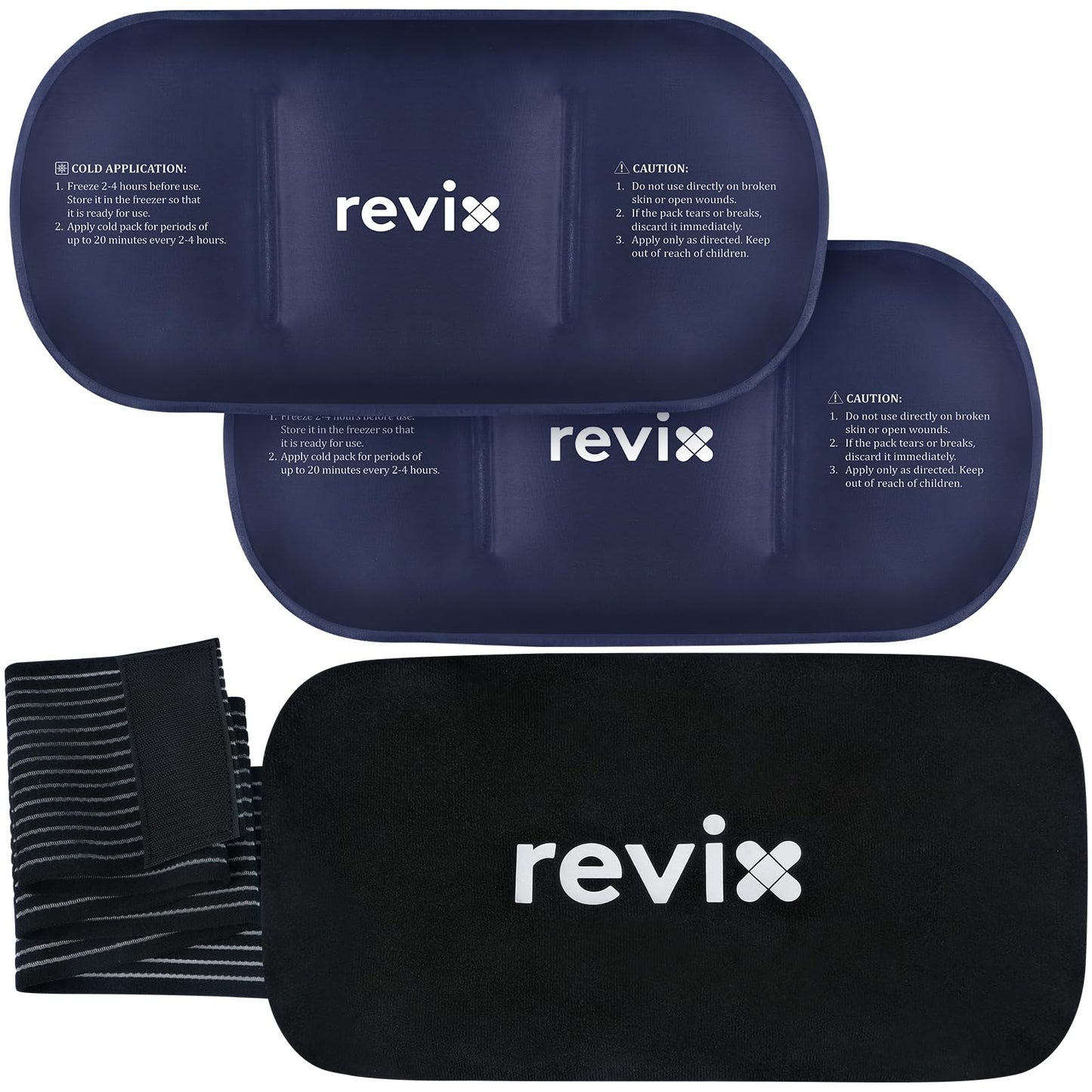 REVIX Flexible Ice Pack Hot & Cold Compress with Strap Black Size 14x7 Size NEW