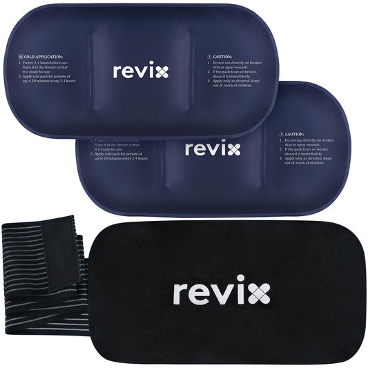 REVIX Flexible Ice Pack Hot & Cold Compress with Strap Black Size 14x7 Size NEW