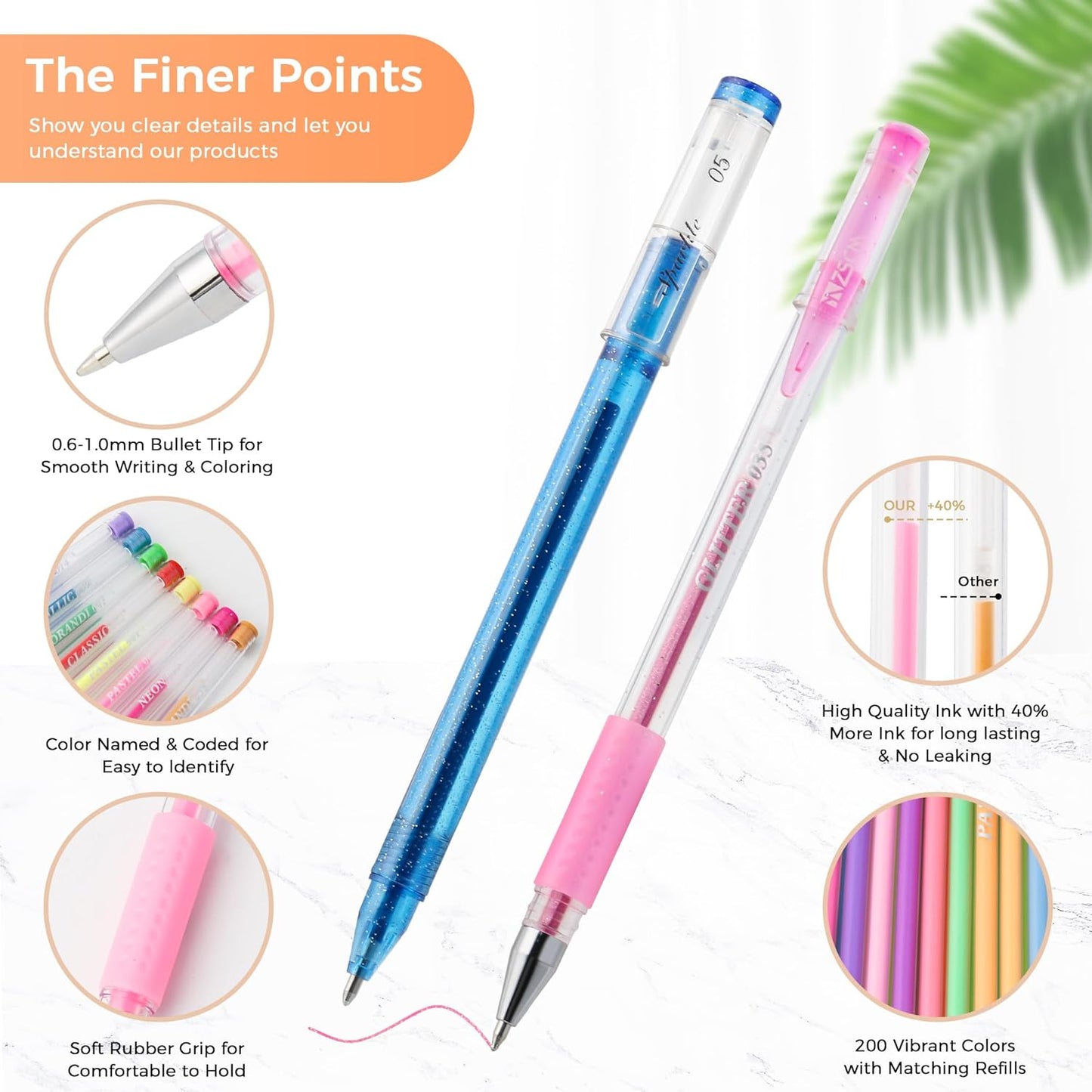 ZSCM 200 Pens Piece Gel Pen Set - Vibrant Colour Artist Drawing Supplies NEW