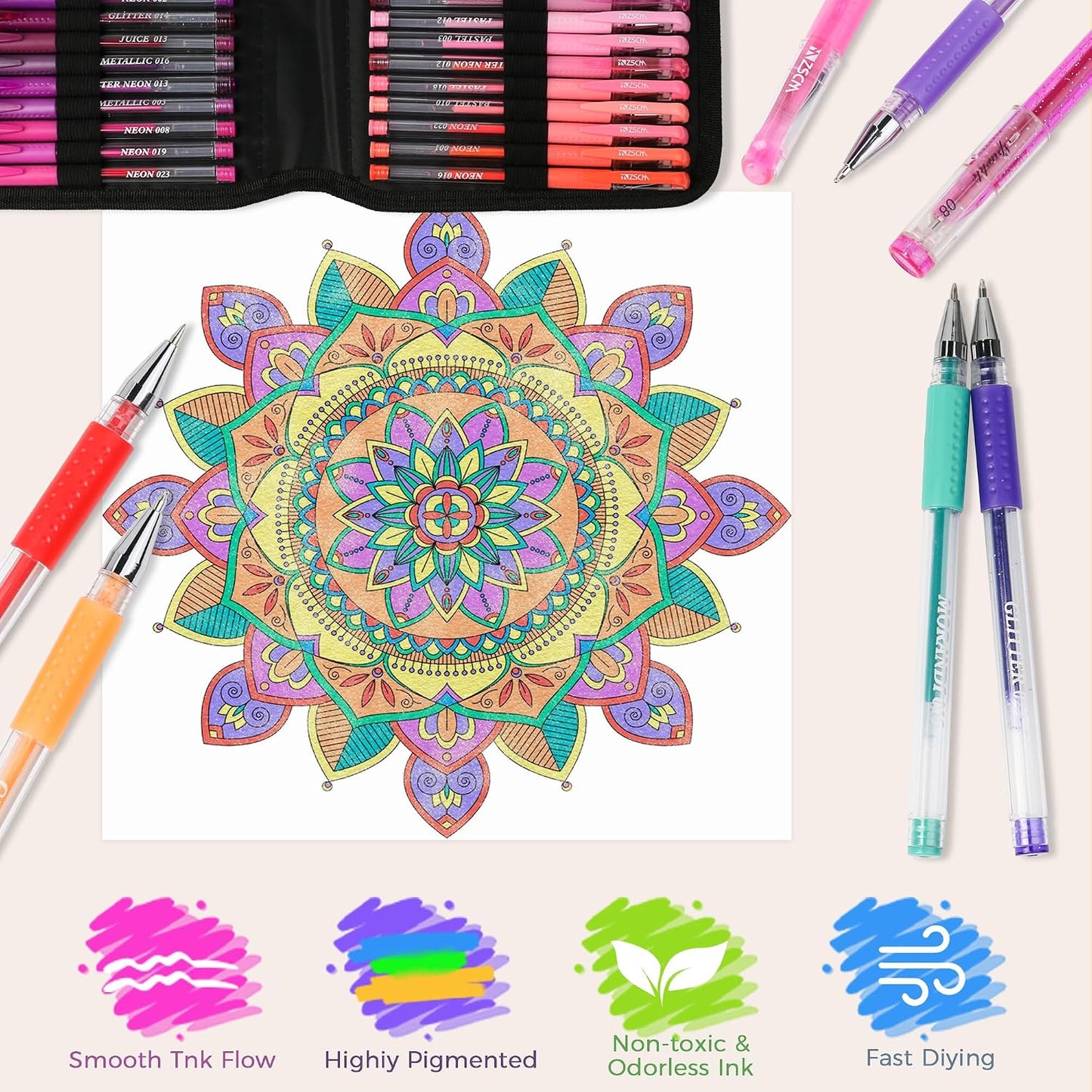 ZSCM 200 Pens Piece Gel Pen Set - Vibrant Colour Artist Drawing Supplies NEW