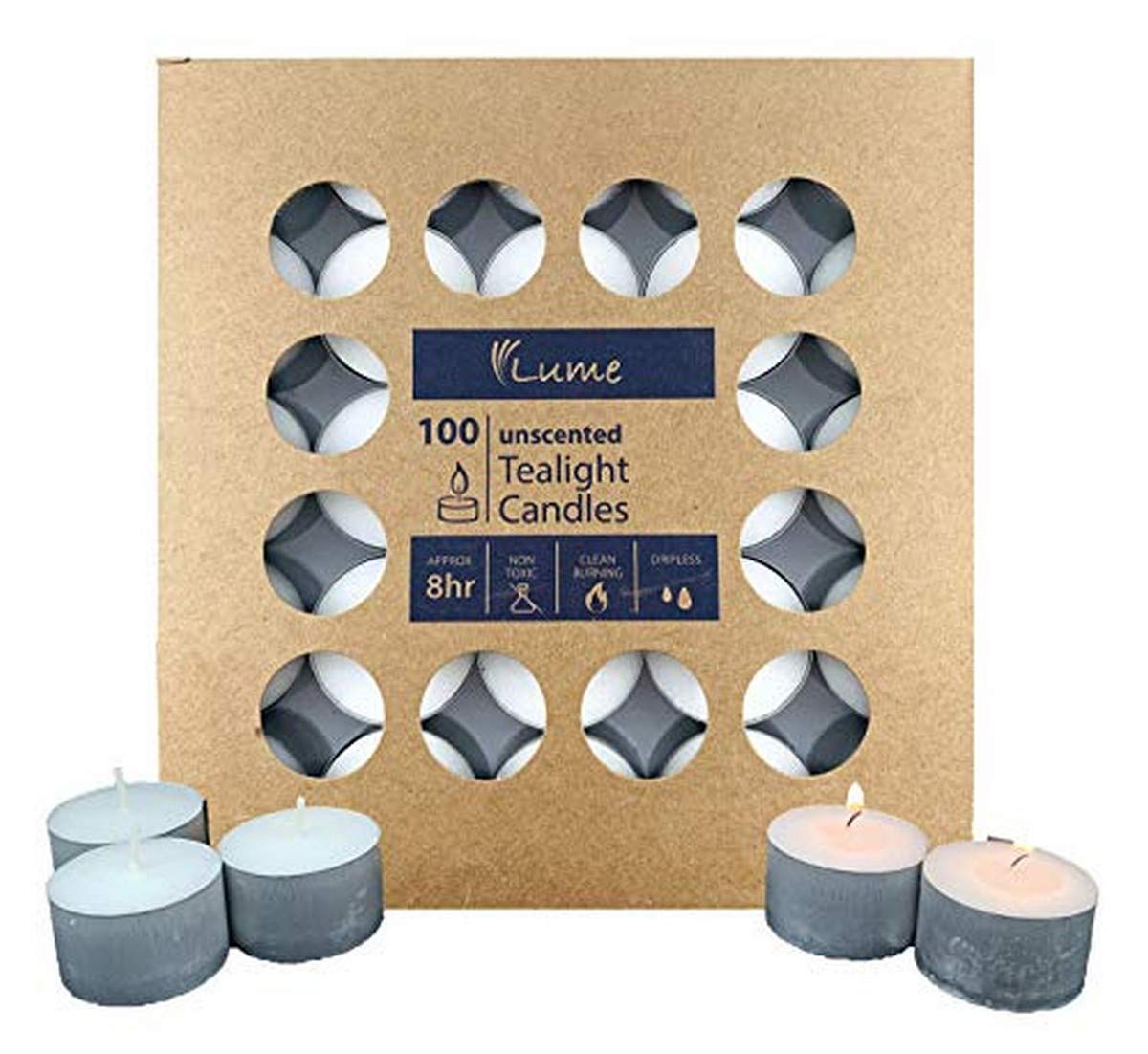 LUME White Tealight Candles - Long Burning Time for Home Decor & Ambiance NEW