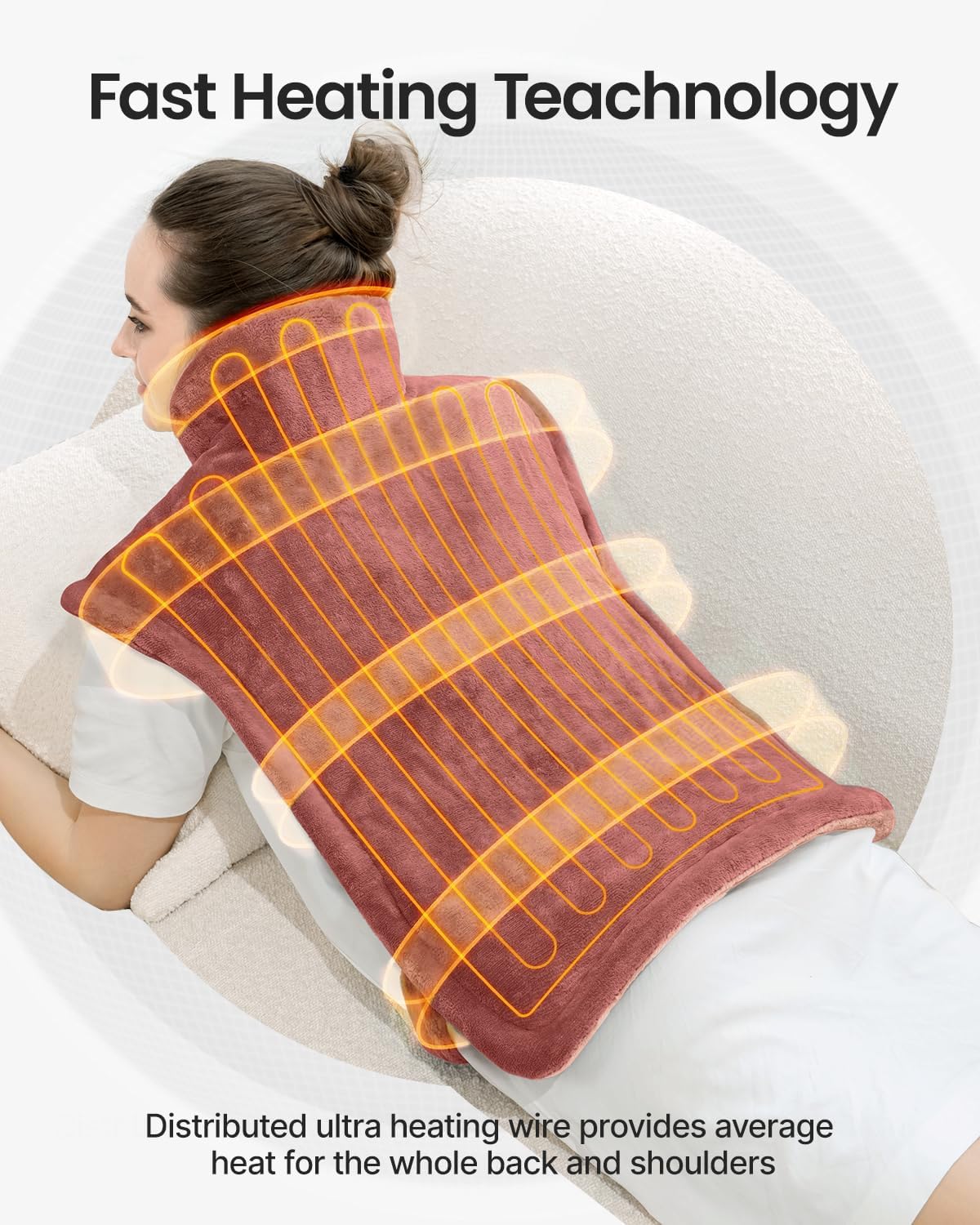RENPHO Electric Heating Pad for Neck Shoulders and Back Warm Therapy Pink DEMO