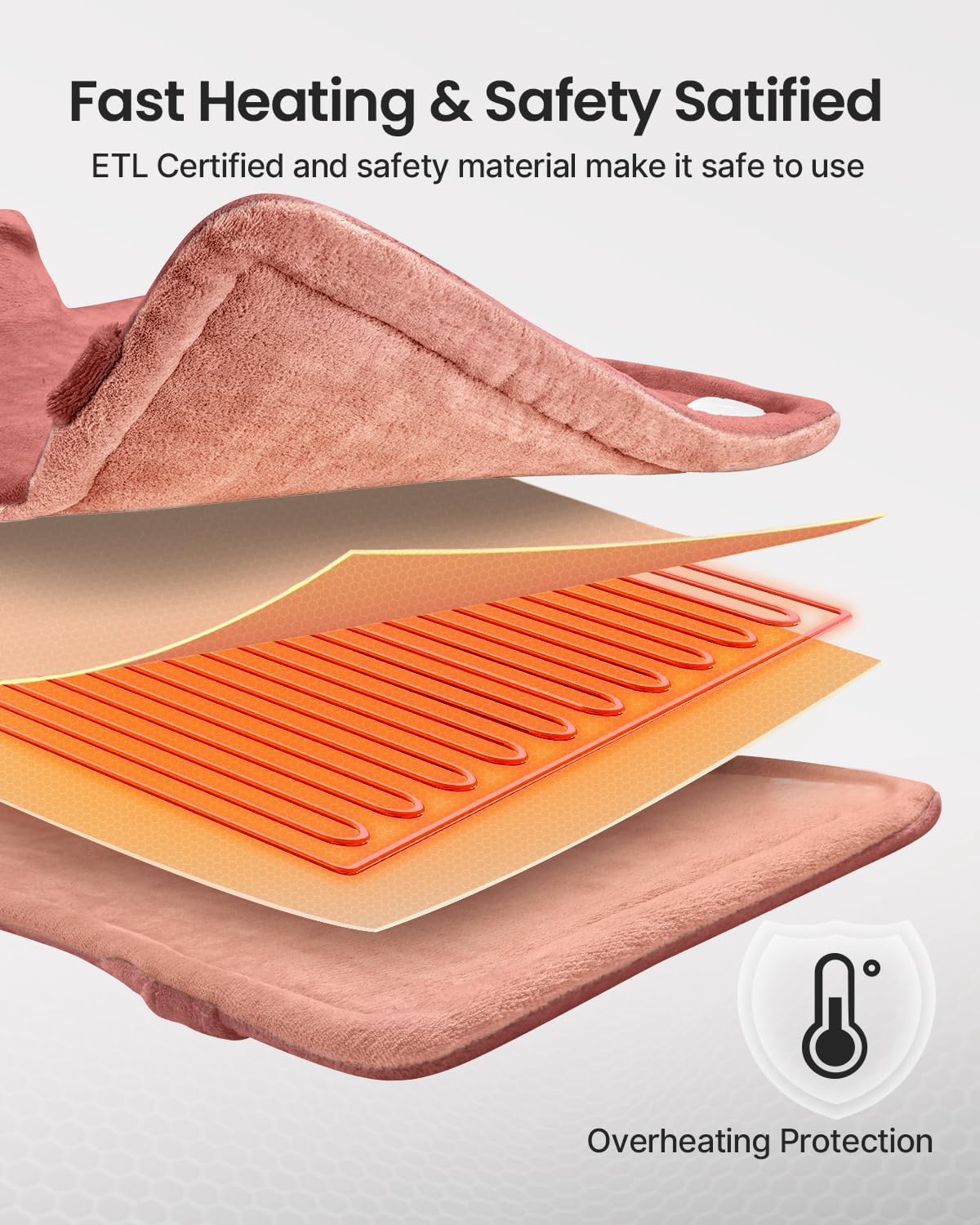 RENPHO Electric Heating Pad for Neck Shoulders and Back Warm Therapy Pink DEMO