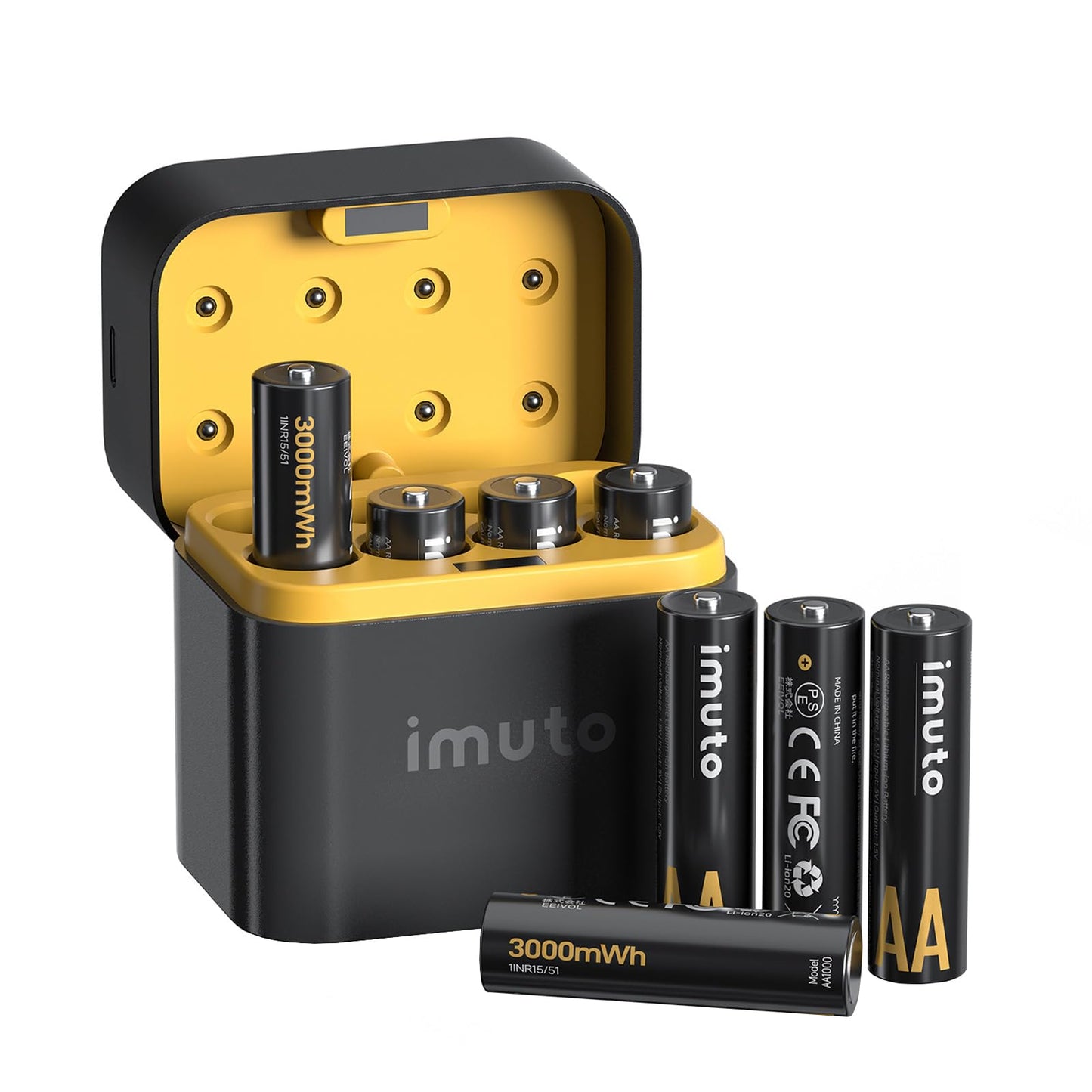 imuto Rechargeable AA Batteries 8-Pack with Fast Charger, 3000mAh 1.5V NEW