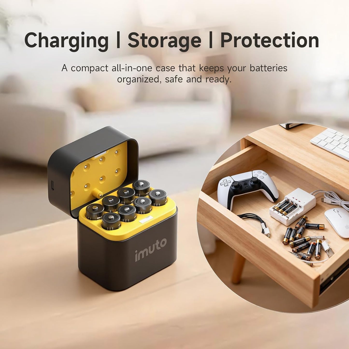 imuto Rechargeable AA Batteries 8-Pack with Fast Charger, 3000mAh 1.5V NEW