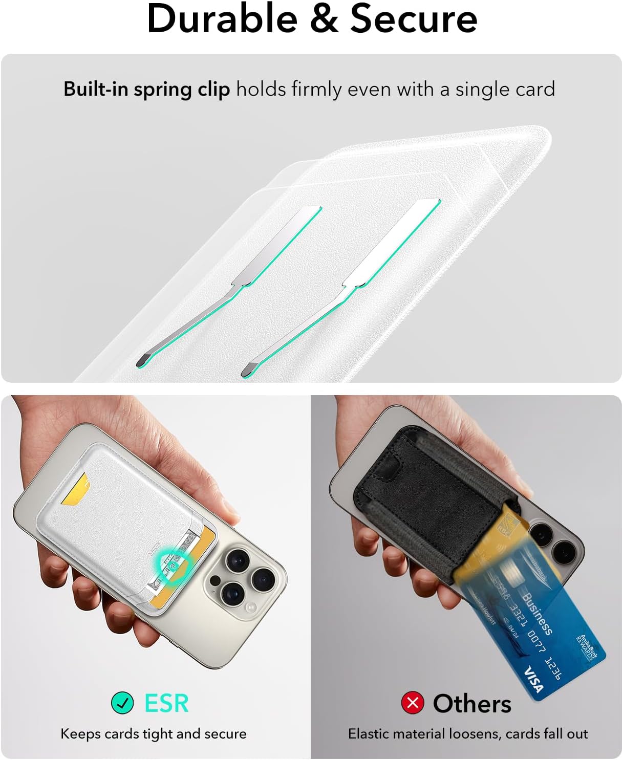 ESR Adhesive Card Holder RFID Blocking Wallet with MagSafe Sticker White NEW