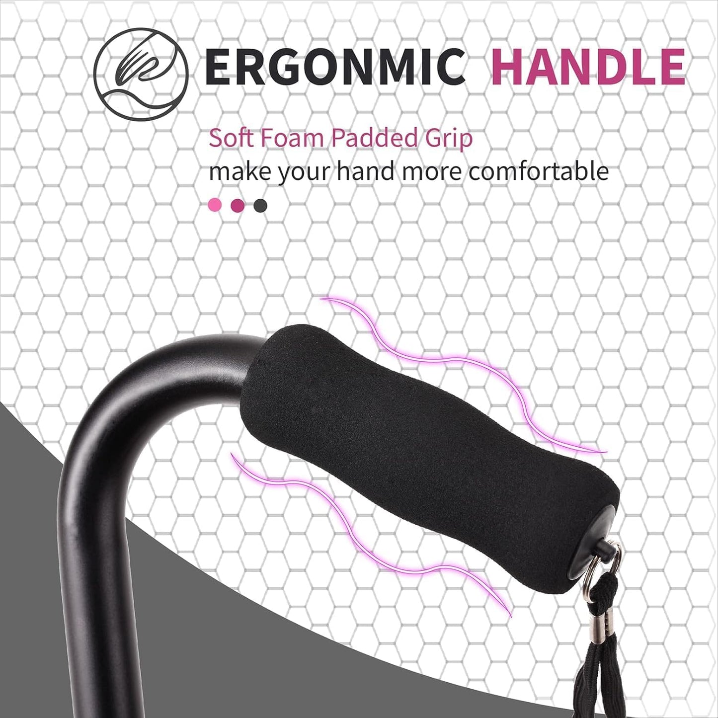 Adjustable Foldable Black Walking Cane for Elderly Seniors Adults NEW