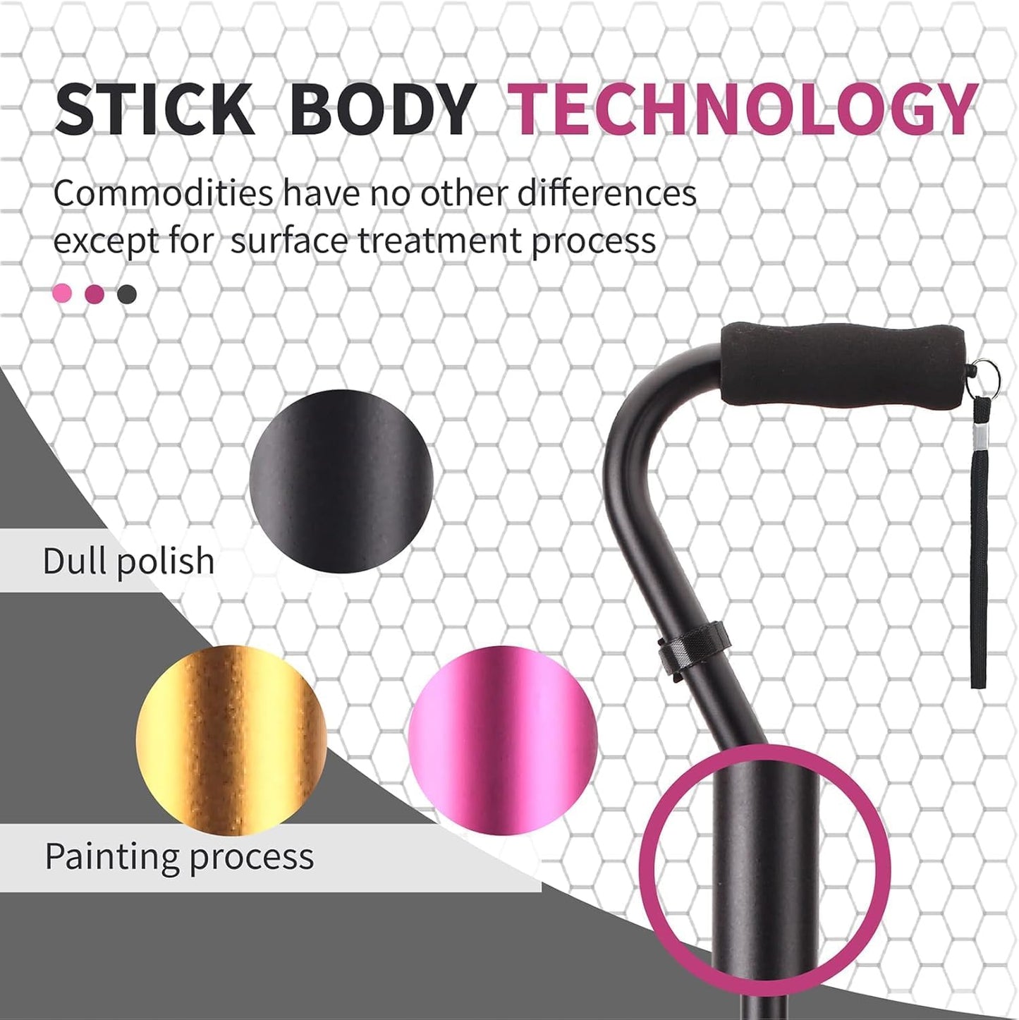 Adjustable Foldable Black Walking Cane for Elderly Seniors Adults NEW